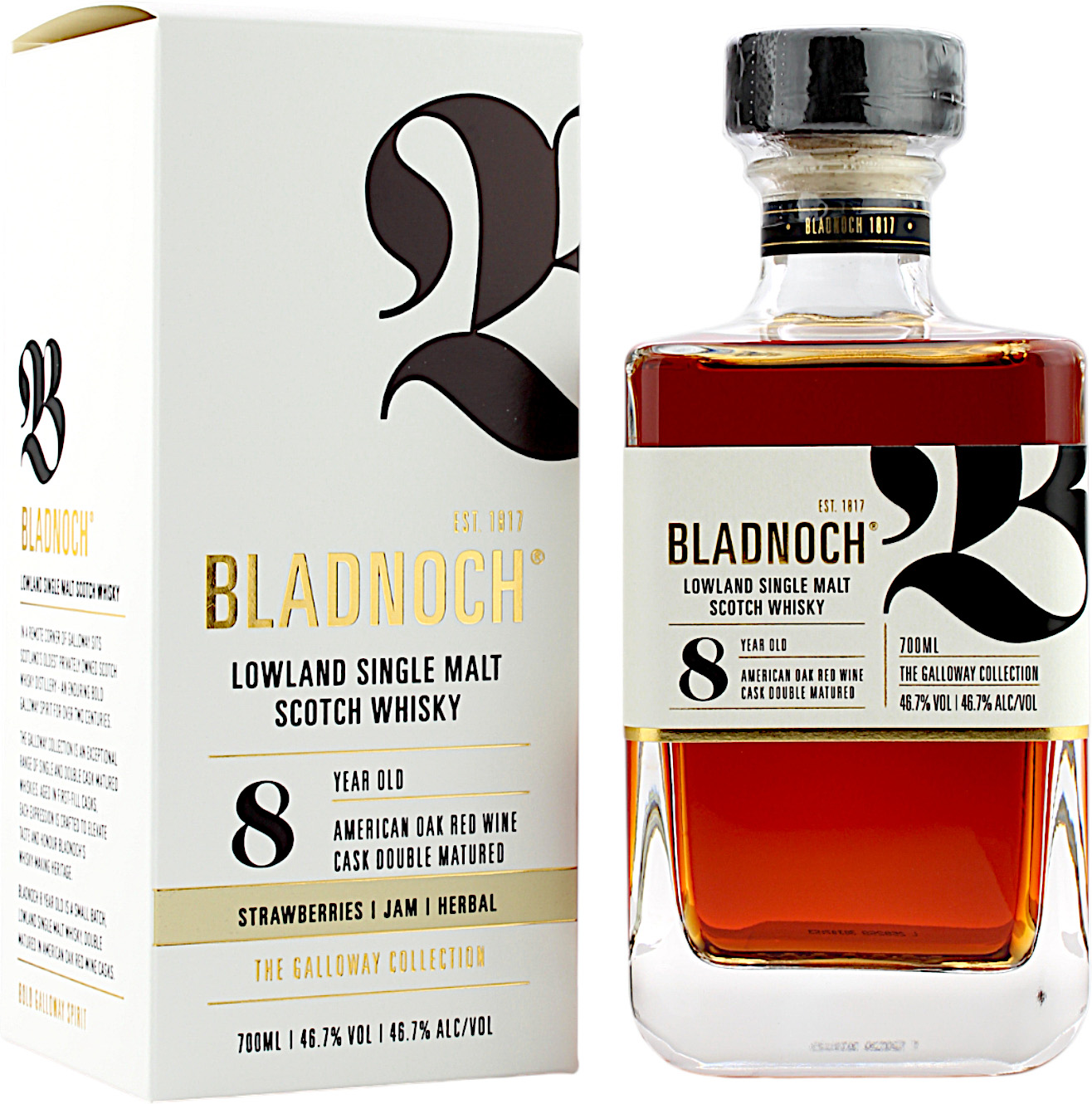 Bladnoch 8 Jahre American Oak Red Wine Cask Double Matured 46.7% 0,7l