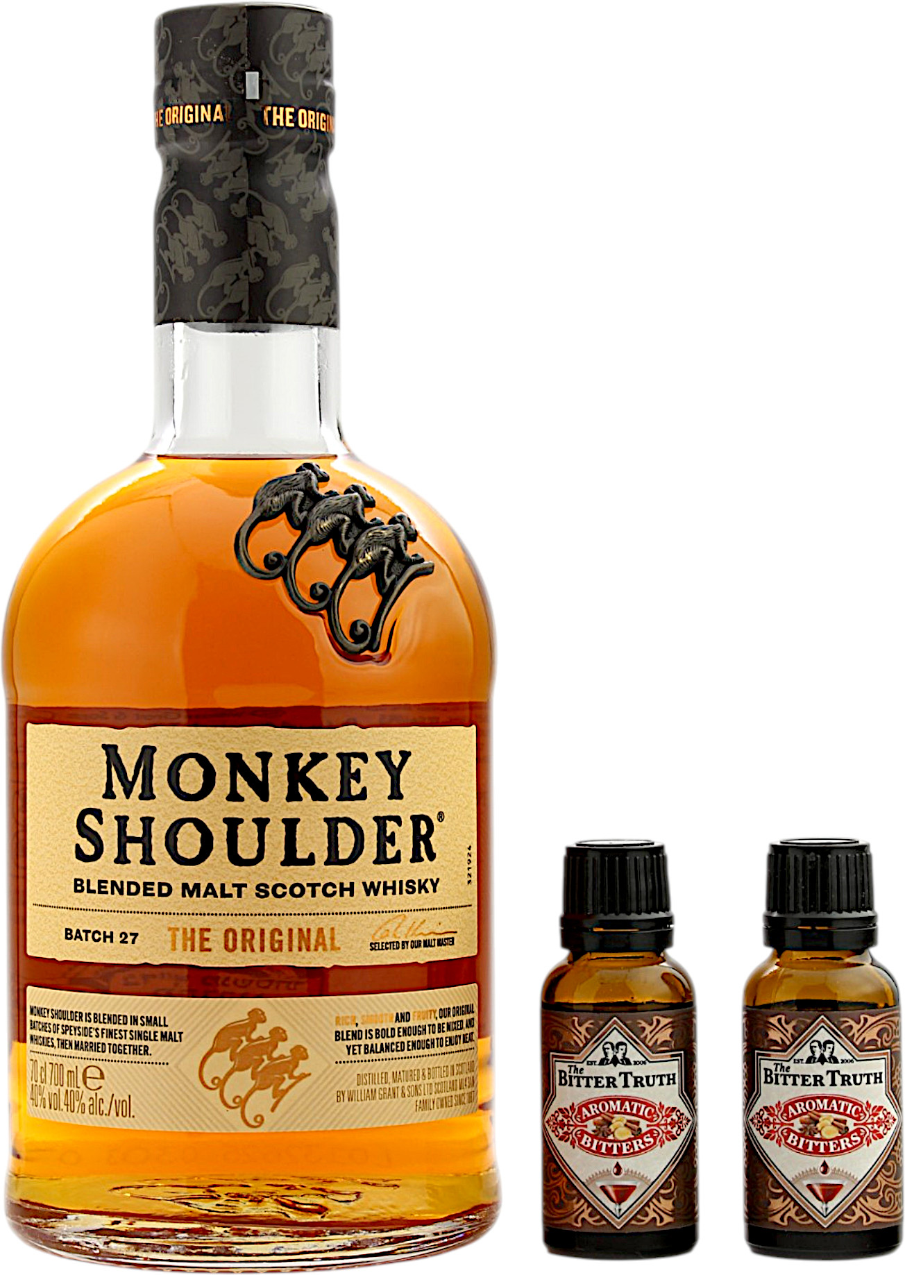 Monkey Shoulder Old Fashioned Set – inkl. 2× The Bitter Truth Aromatic Bitters 40.0% 0,74l