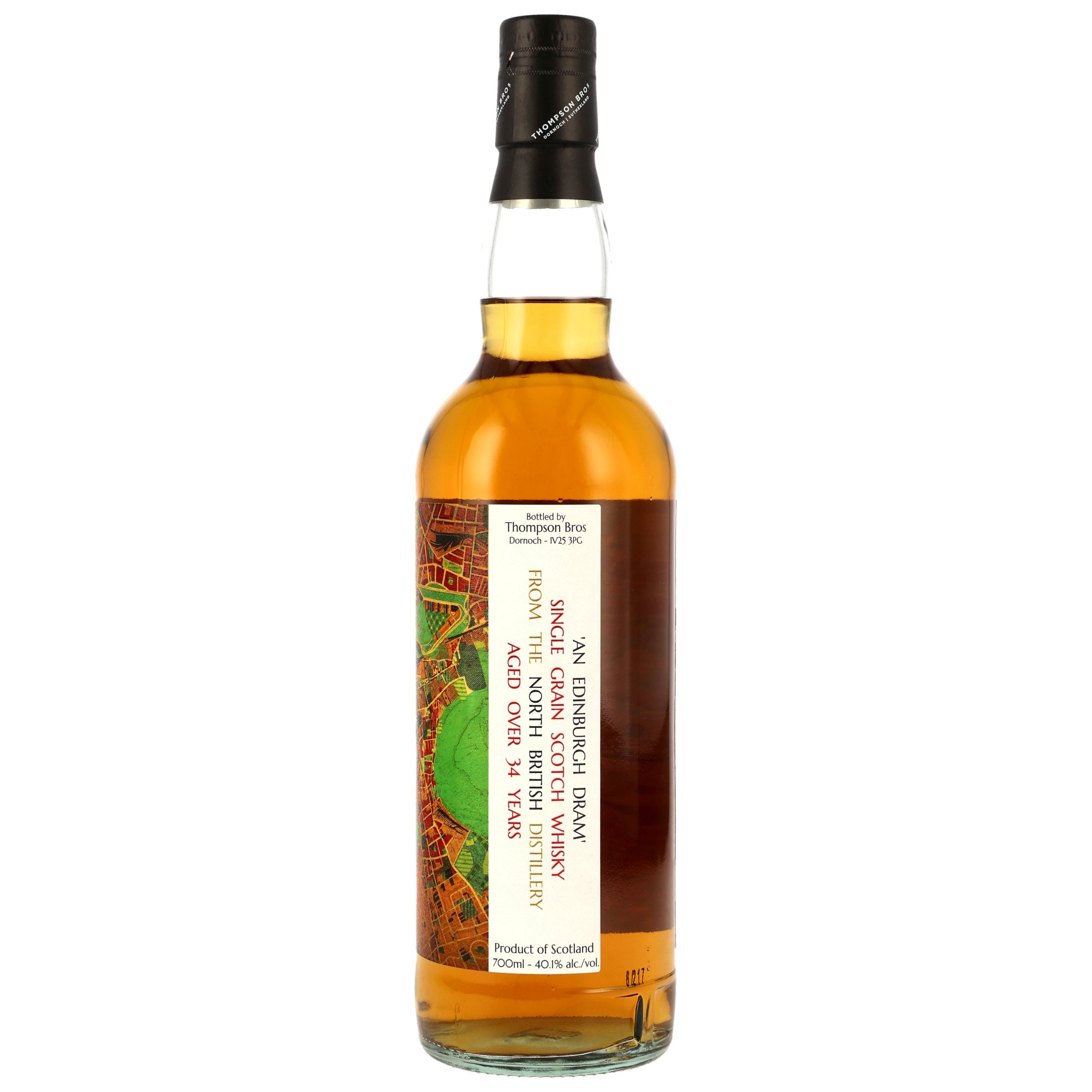 North British 34 Jahre Single Grain An Edinburgh Dram Thompson Bros. 40.1% 0,7l – Ansicht 2