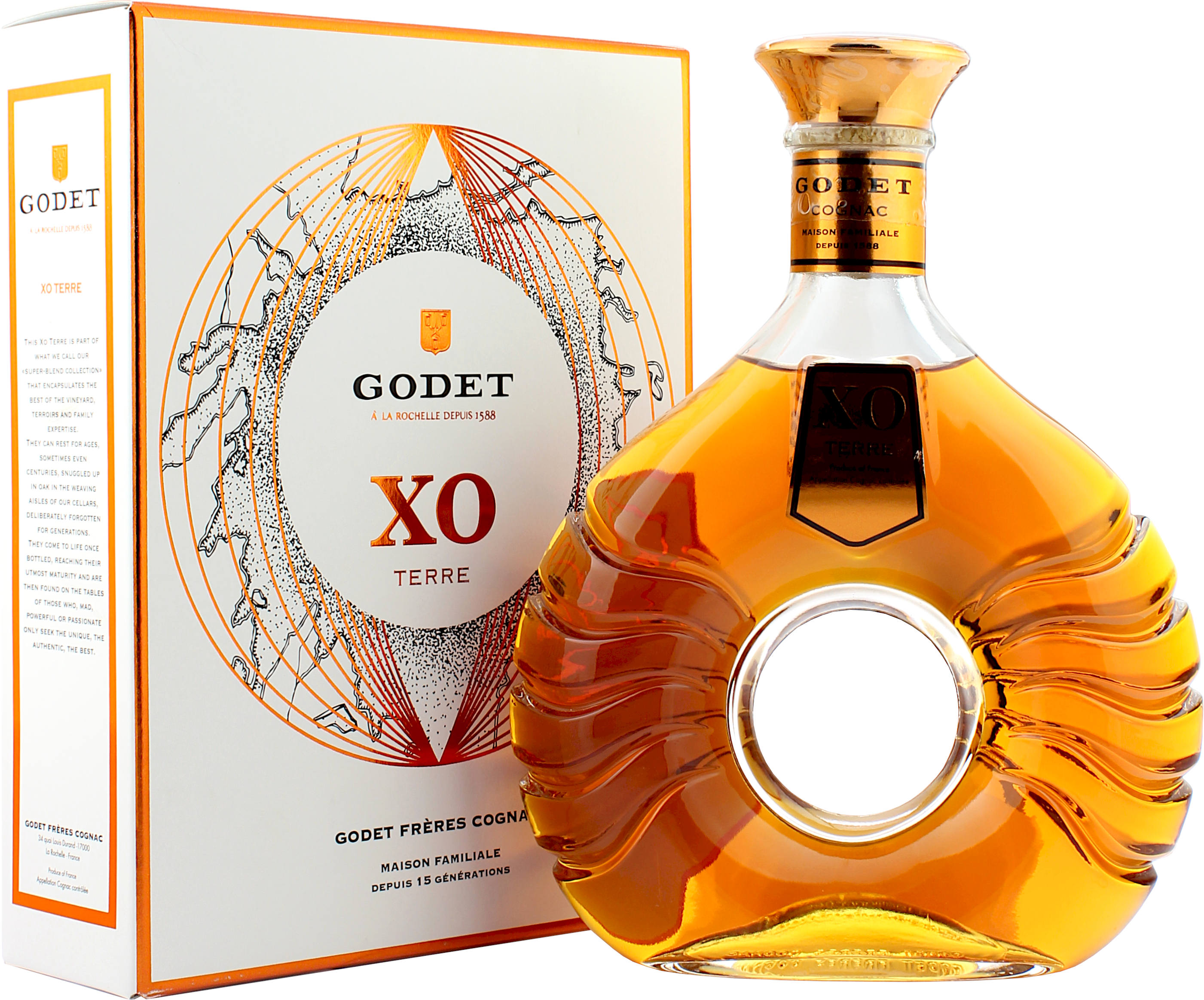 Ohne Umverpackung / Etikett beschädigt Godet Cognac XO Terre 40.0% 0,7l