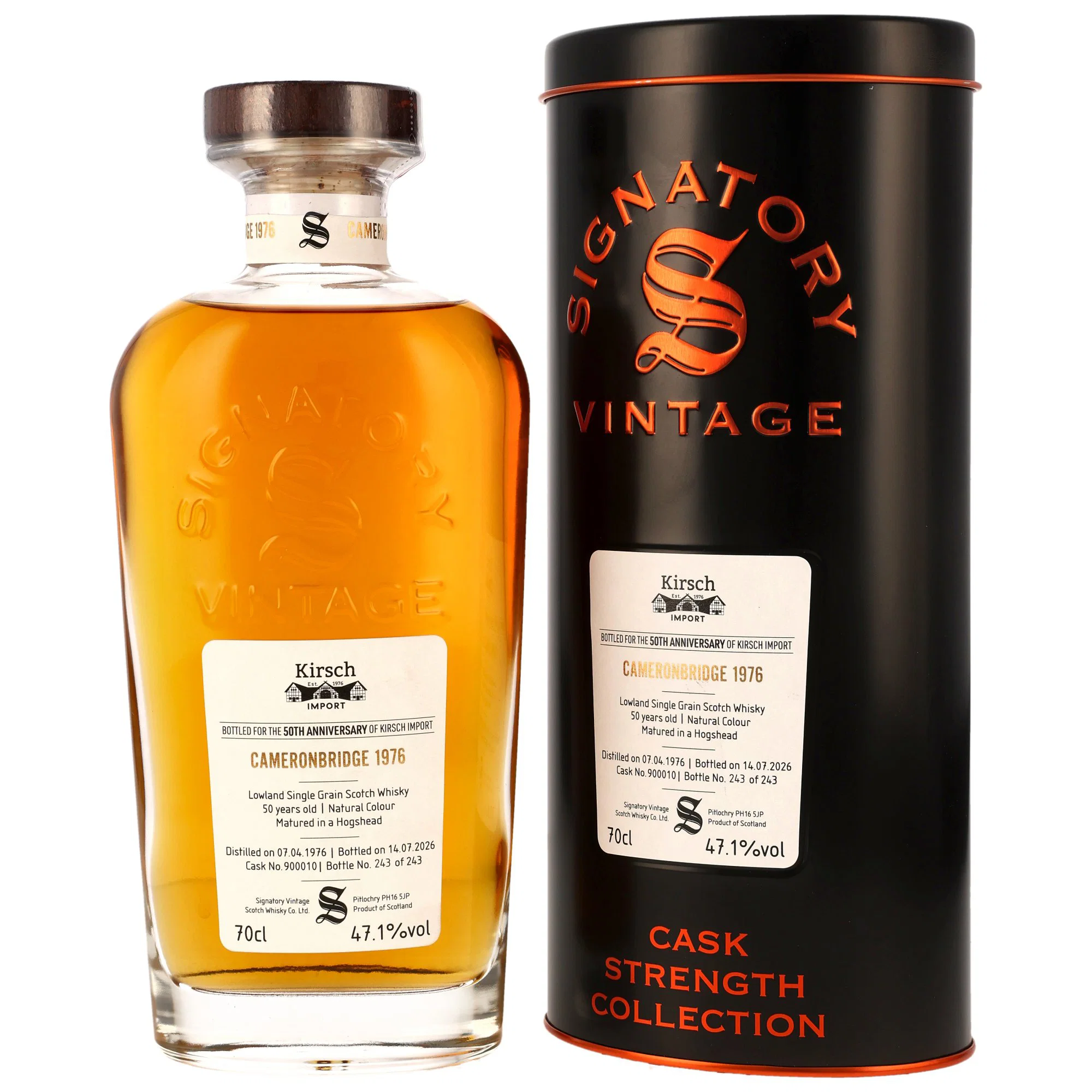 Cameronbridge 50 Jahre 1976/2026 Single Grain Hogshead #900010 Sig CS 50th Anniversary Kirsch Import 47.1% 0,7l