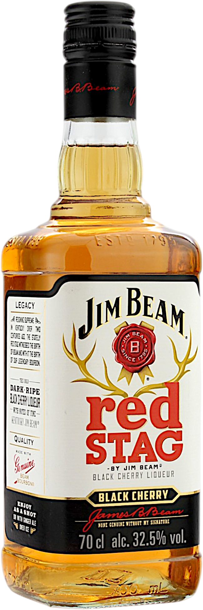 Jim Beam Red Stag Black Cherry (schwarze Kappe) altes Design 32.5% 0,7l