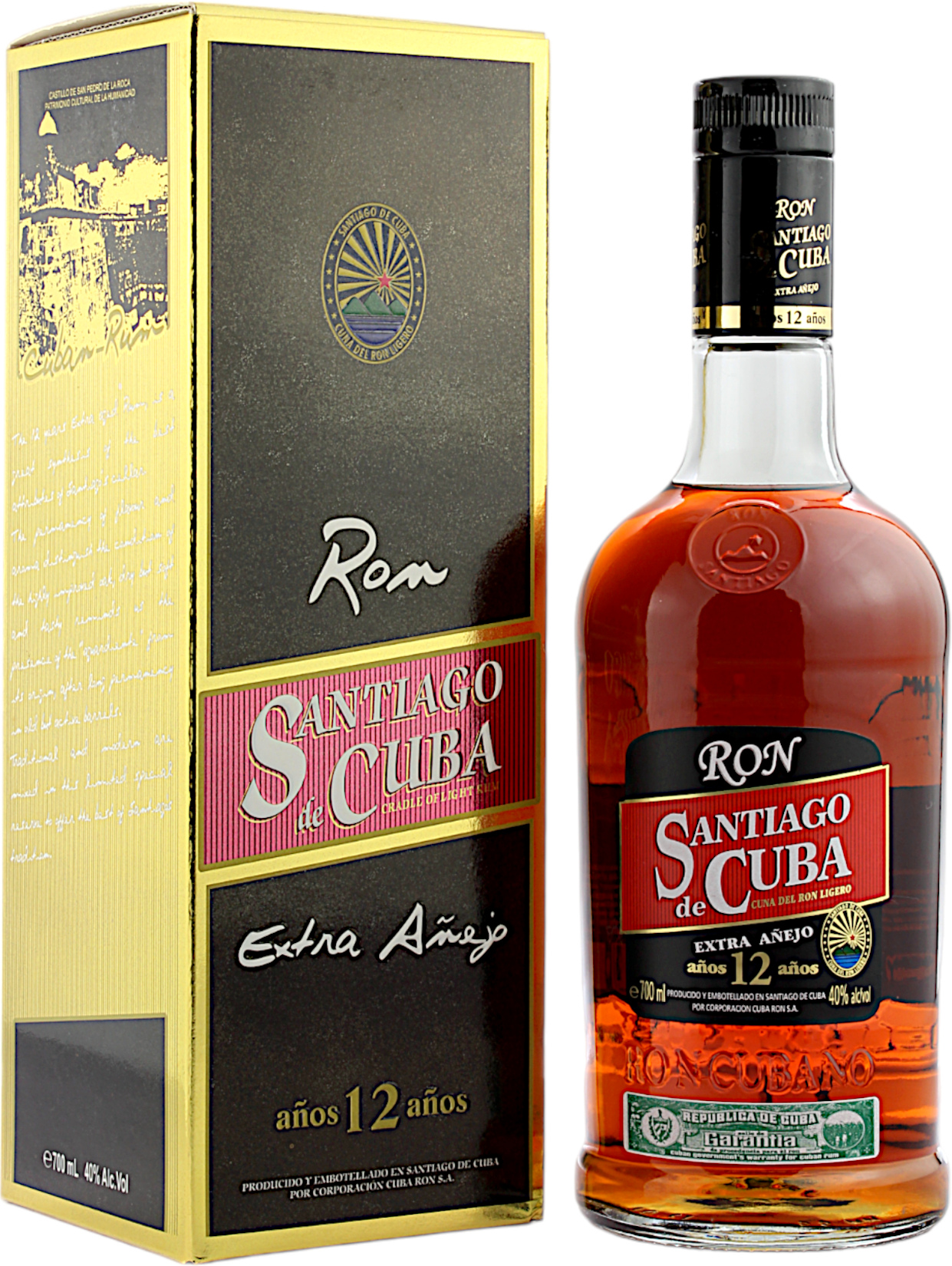 Ron Santiago de Cuba Extra Anejo 12 Años Geschenkverpackung 40.0% 0,7l 