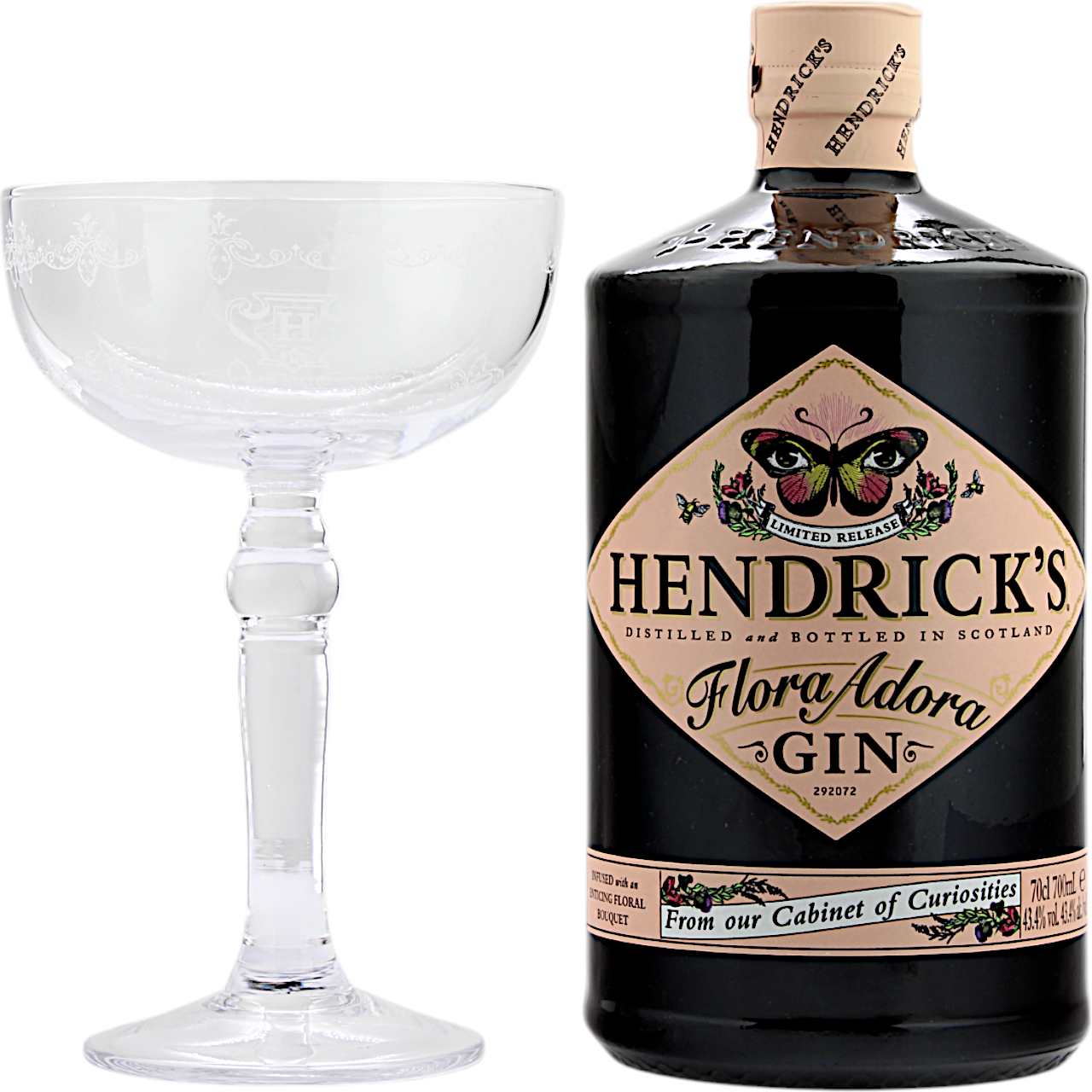 Hendricks Gin Flora Adora Limited Release Geschenkset mit Coupette Glas 43.4% 0,7l