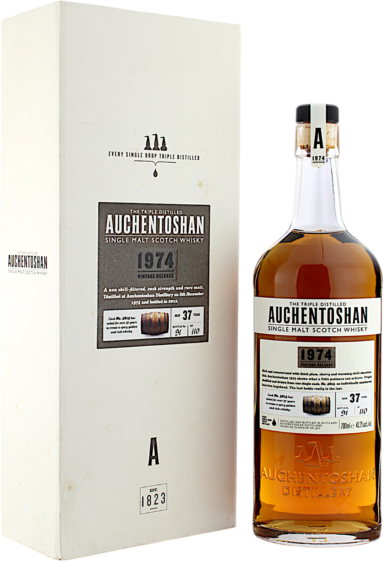 Auchentoshan 37 Jahre 1974/2012 Bourbon Hogshead Vintage Release 43.3% 0,7l