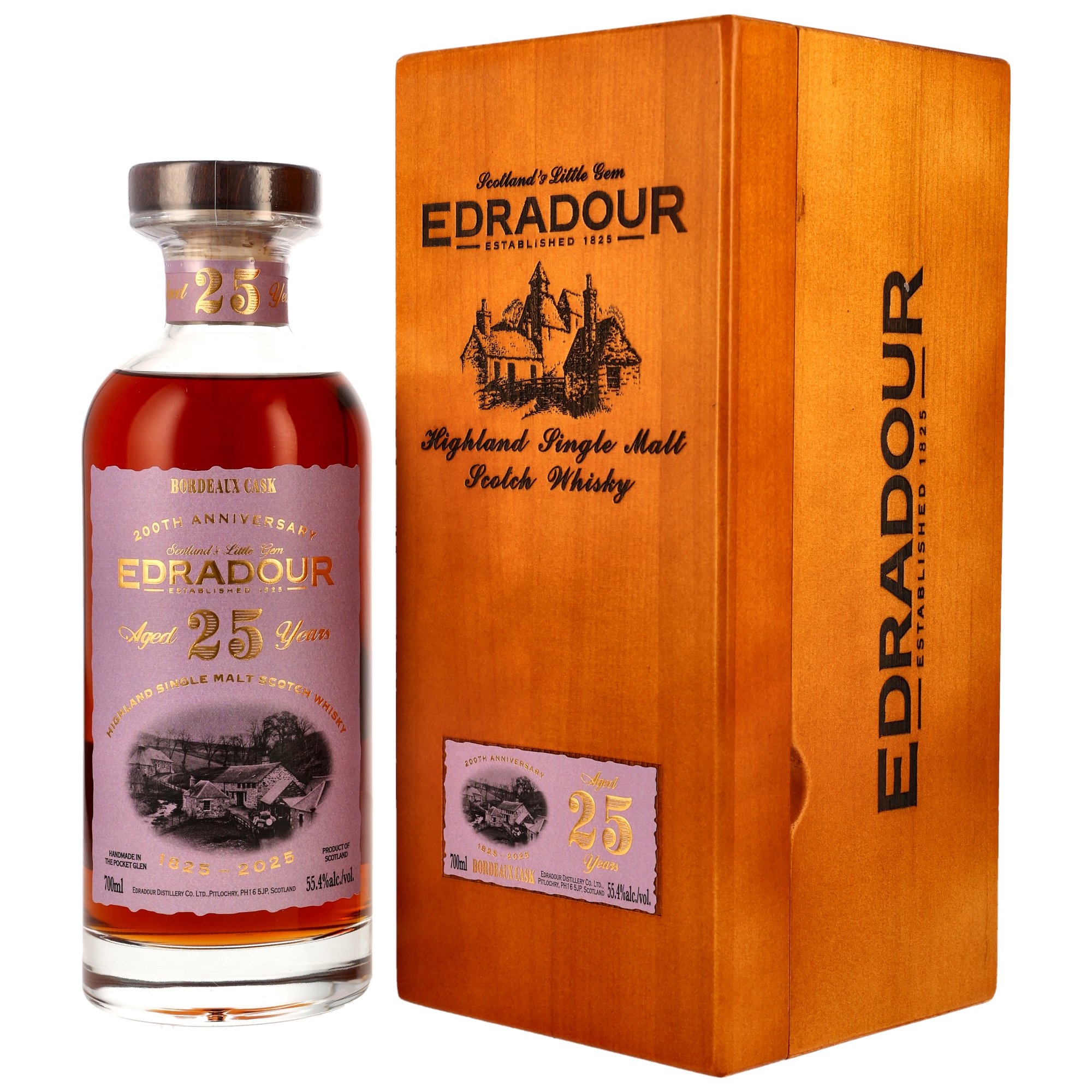 Edradour 25 Jahre 1999/2025 1st Fill Bordeaux Cask #816 200th Anniversary 55.4% 0,7l
