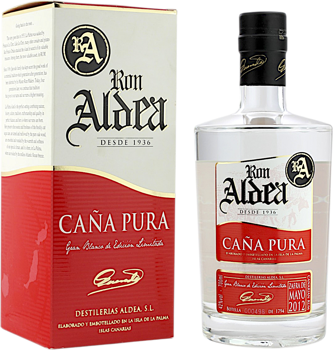 Ron Aldea Caña Pura Zafra de Mayo 2012 42.0% 0,7l