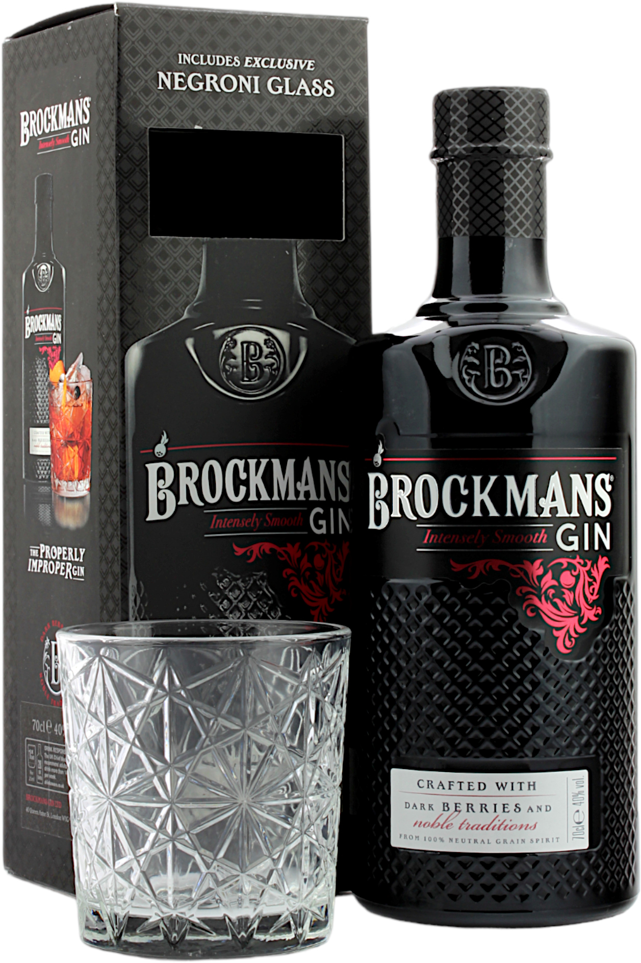 Brockmans Premium Gin Geschenkset mit Negroni Glas 40.0% 0,7l
