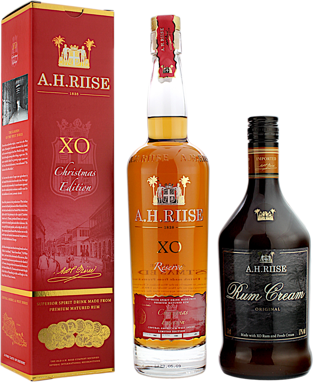 A.H. Riise Geschenkset XO Reserve Christmas Edition / Rum XO Cream Liqueur 39.9% 1,4l