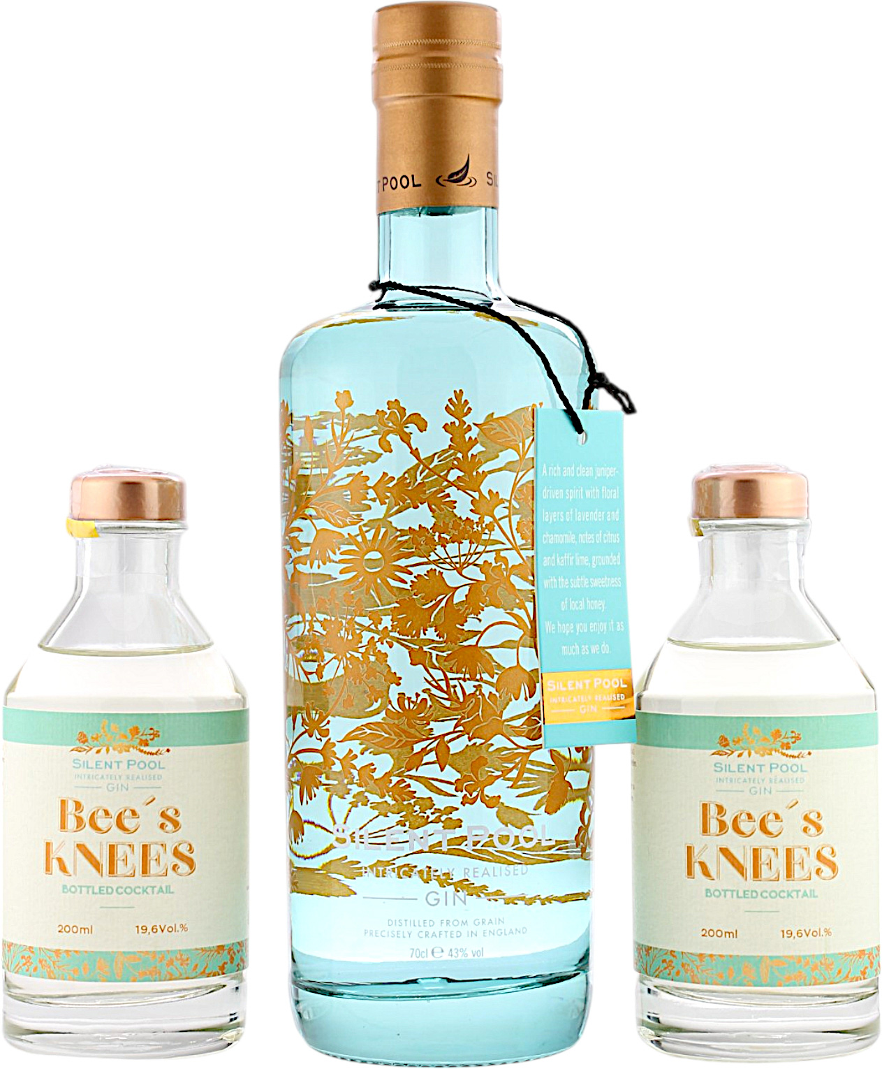 Silent Pool Gin Geschenkset mit 2 Bee's Knees Bottled Cocktail Gratis 37.9% 1,1l