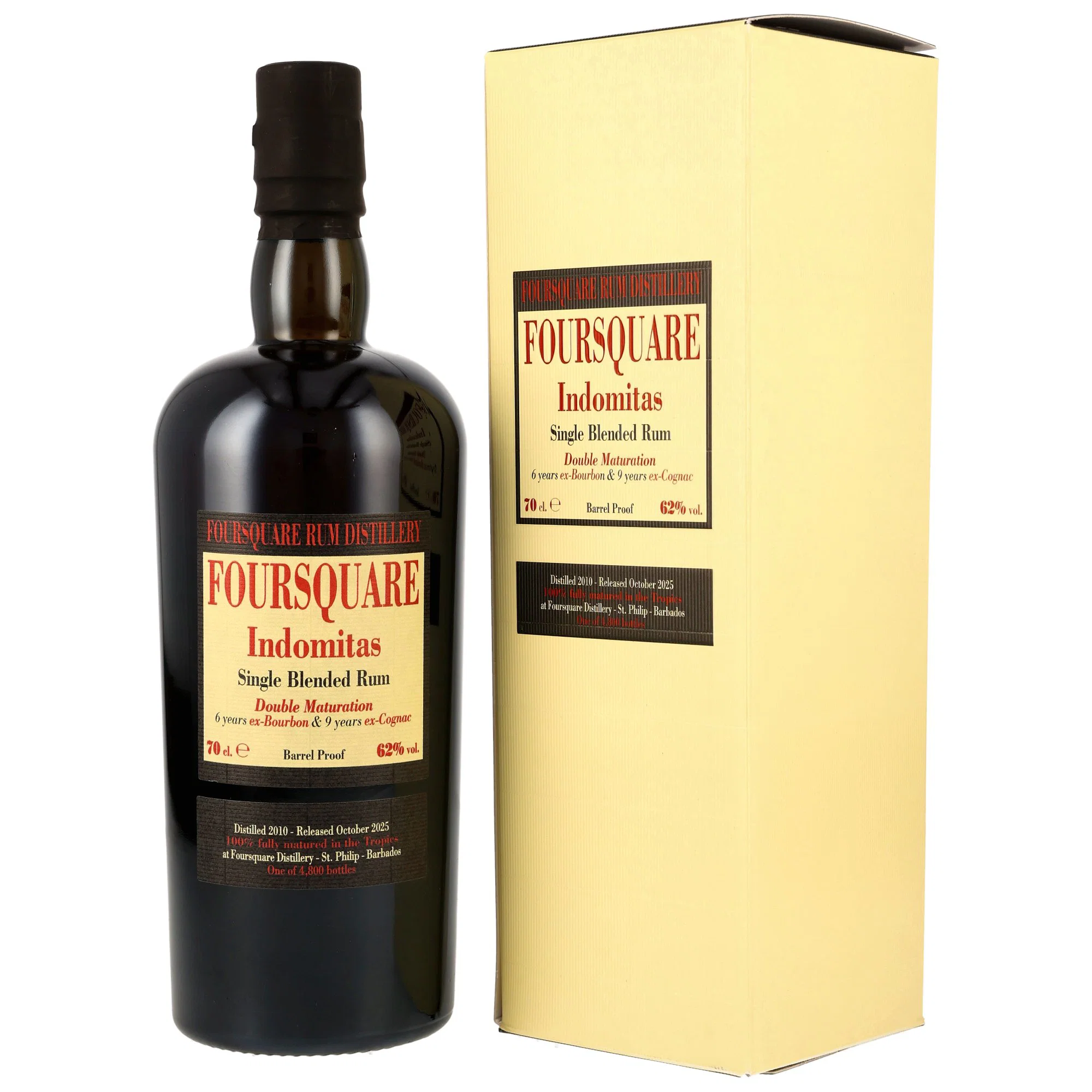 Foursquare Indomitas 15 Jahre 2010/2025 Bourbon & Cognac Casks 62.0% 0,7l