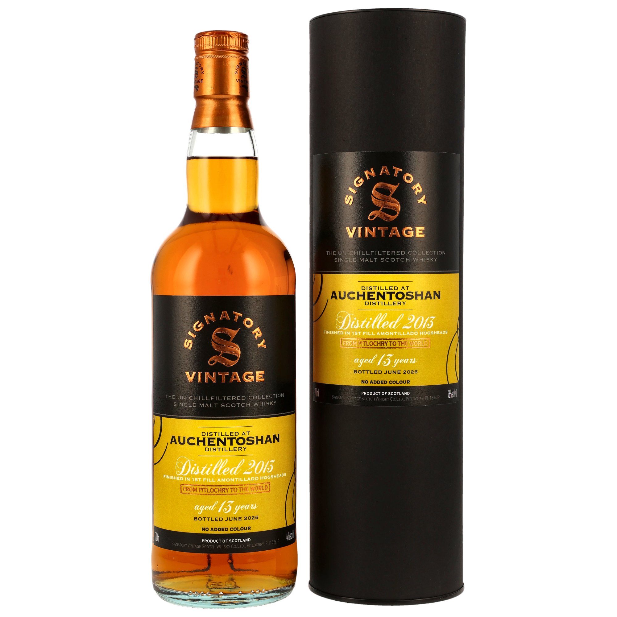 Auchentoshan 13 Jahre 2013/2026 1st Fill Amontillado Sherry Casks Finish Signatory Vintage Un-Chillfiltered Collection 46.0% 0,7l