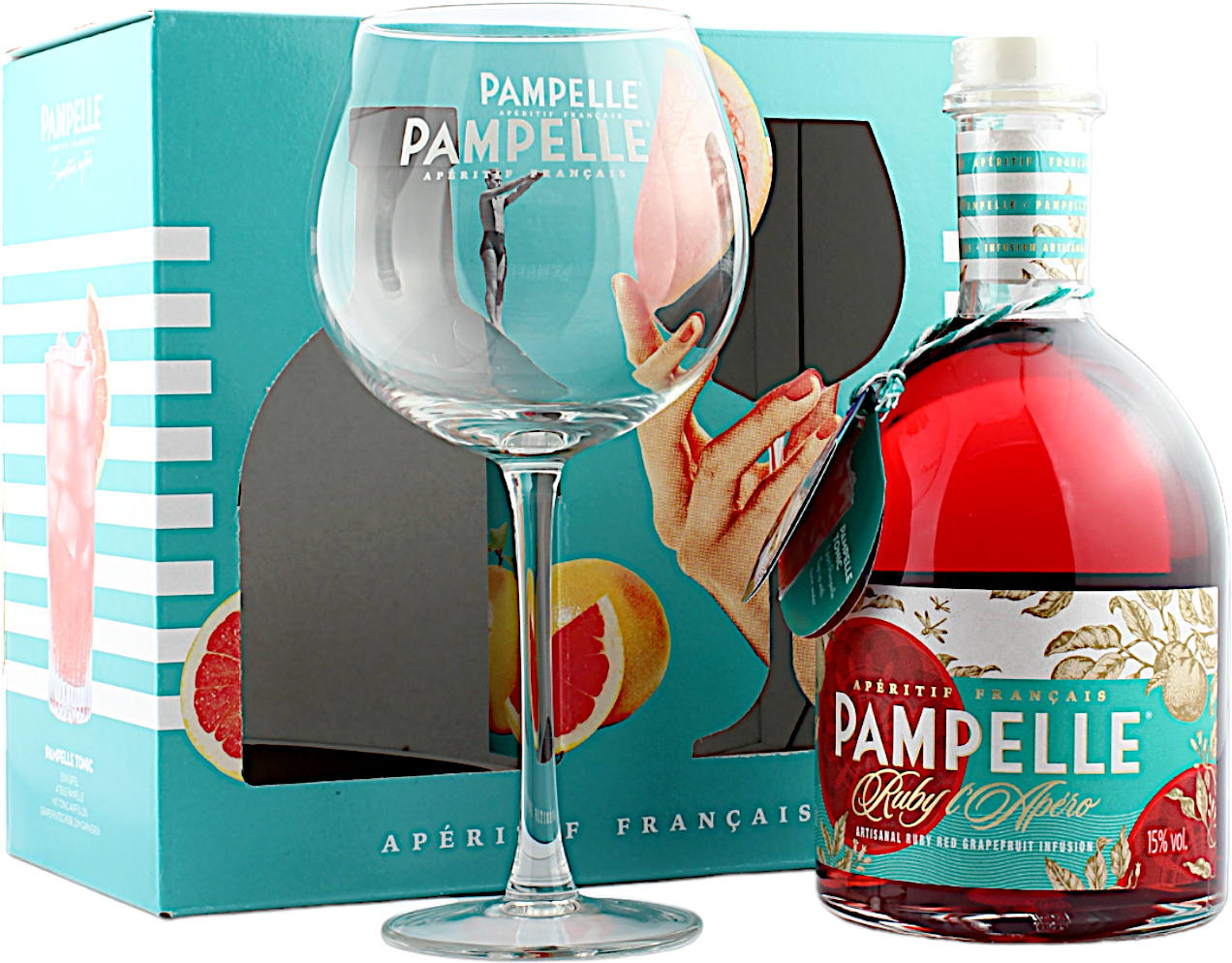 Geschenkset Pampelle Ruby Glas einem mit l\'Apéro