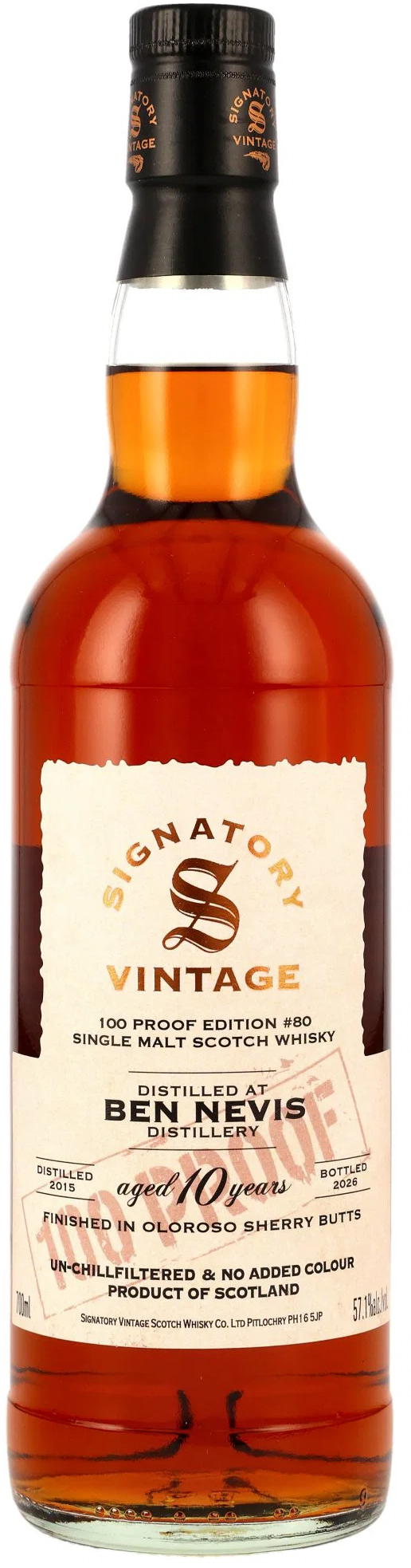 Ben Nevis 10 Jahre 2015/2026 Oloroso Sherry Butts Finish Signatory 100 Proof Edition #80
