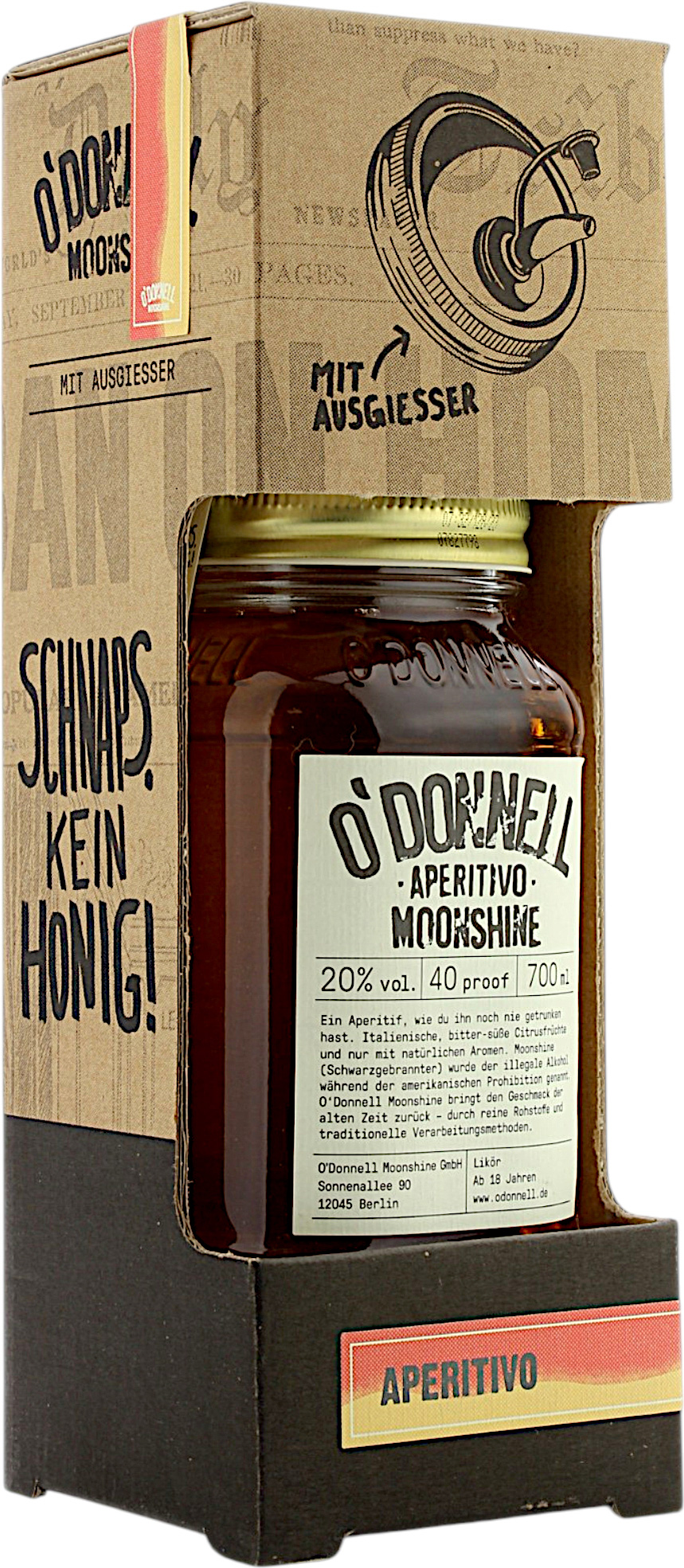 Kombi O'Donnell Moonshine Aperitivo mit Ausgießer 20.0% 0,7l
