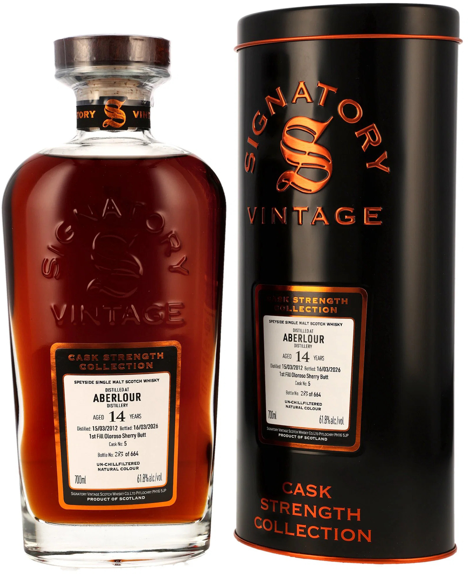 Aberlour 14 Jahre 2012/2026 1st Fill Oloroso Sherry Butt #5 Signatory Cask Strength 61.8% 0,7l