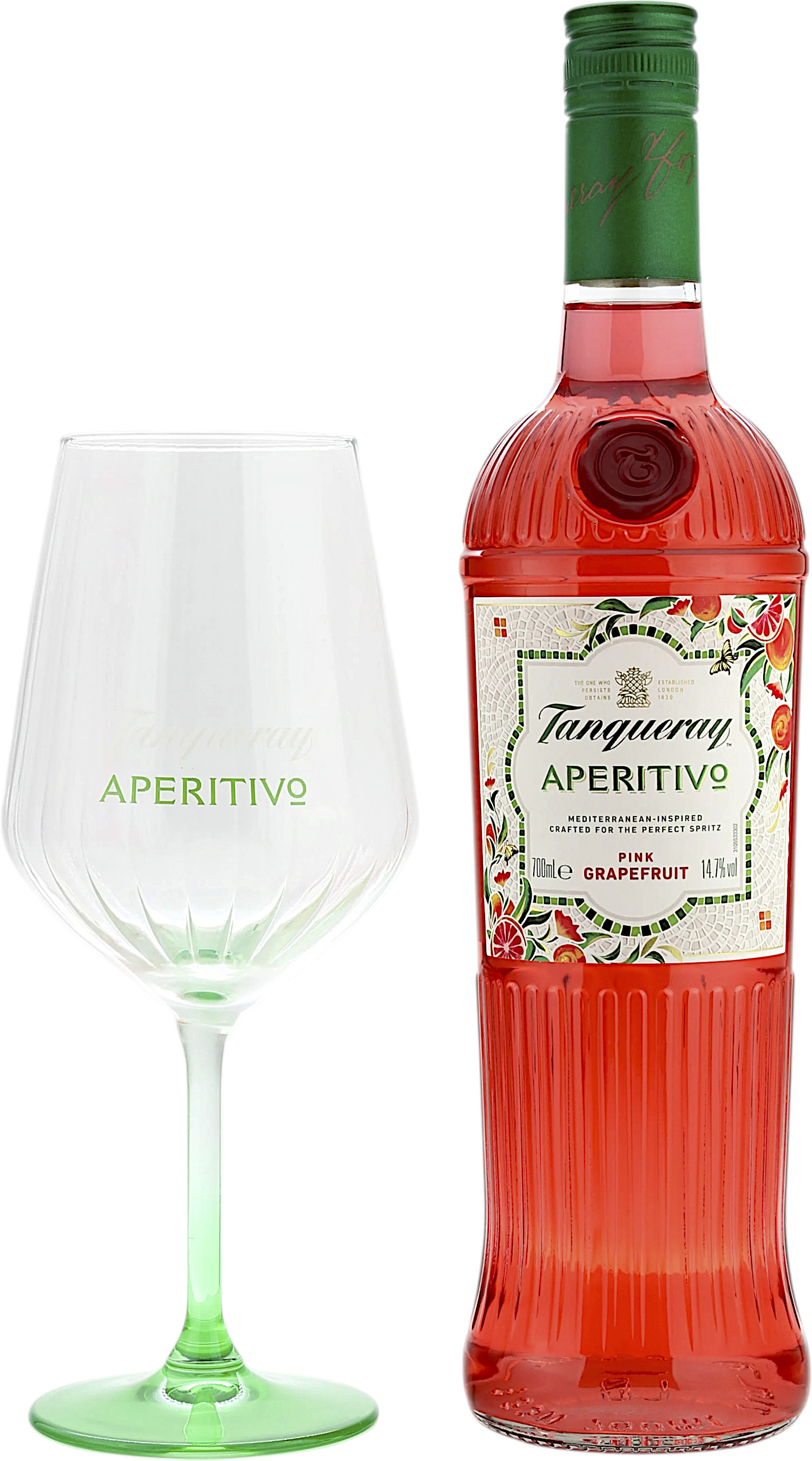 Tanqueray Aperitivo Pink Grapefruit Geschenkset mit Stielglas 14.7% 0,7l