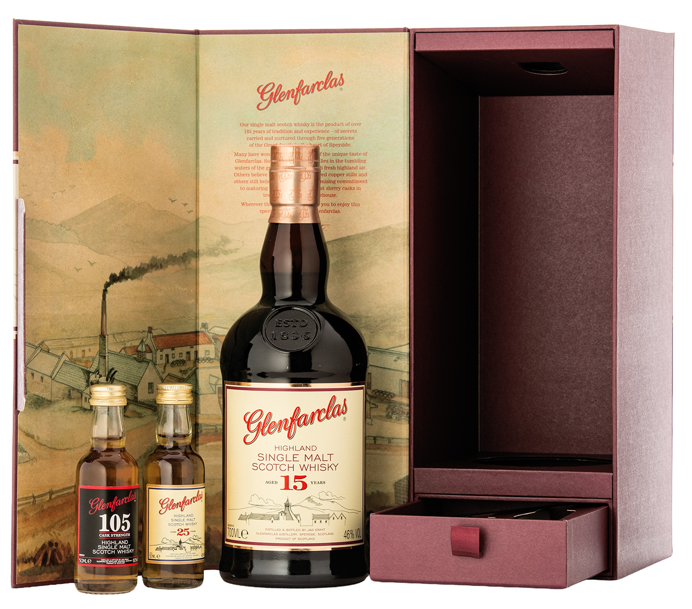 Glenfarclas 15 Jahre Tasting Set mit 2 Miniaturen 15 / 25 Jahre 46.7% 0,8l