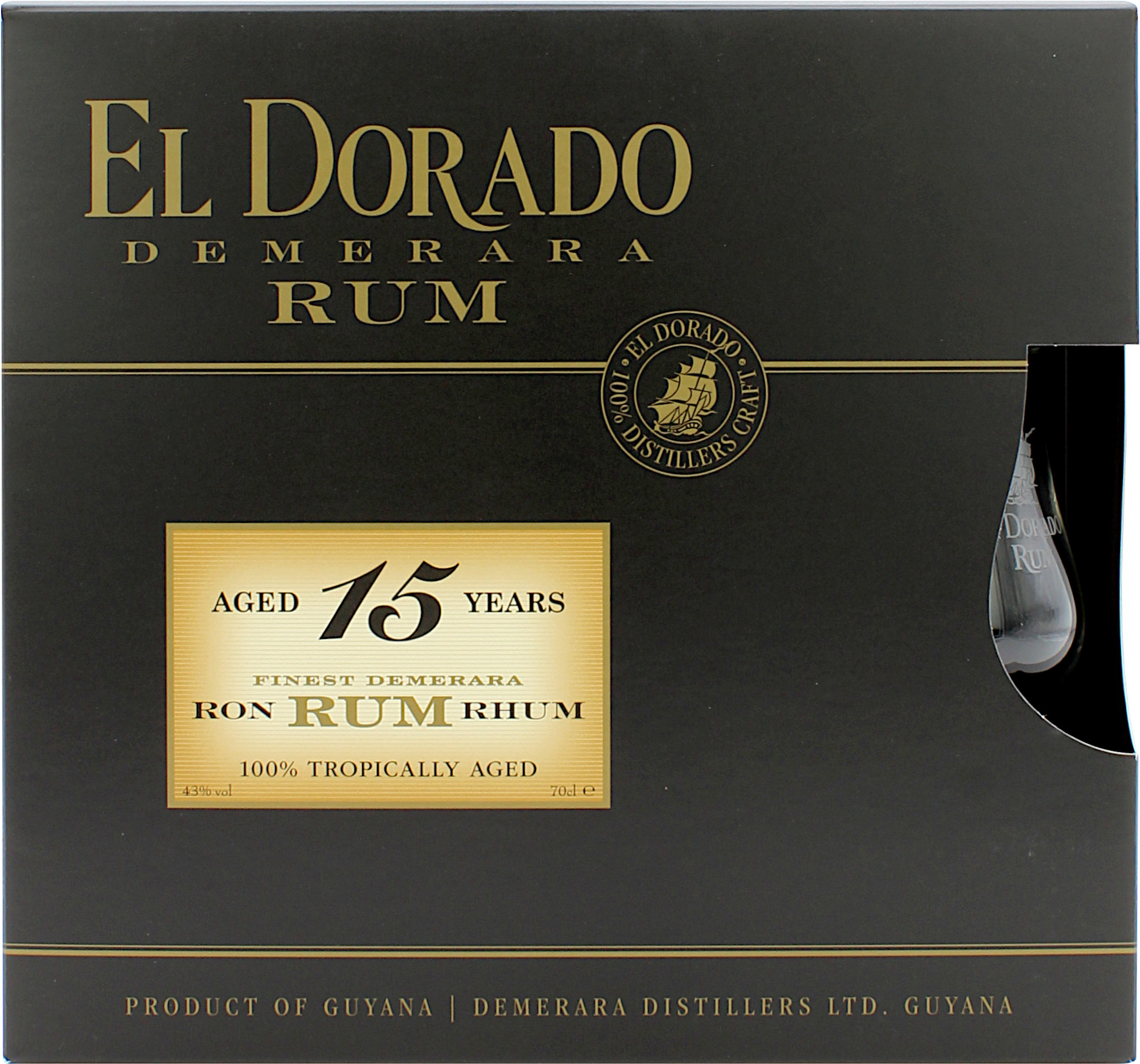 El Dorado Rum 15 Jahre Geschenkset mit 2 Gläsern 43% 0,7l