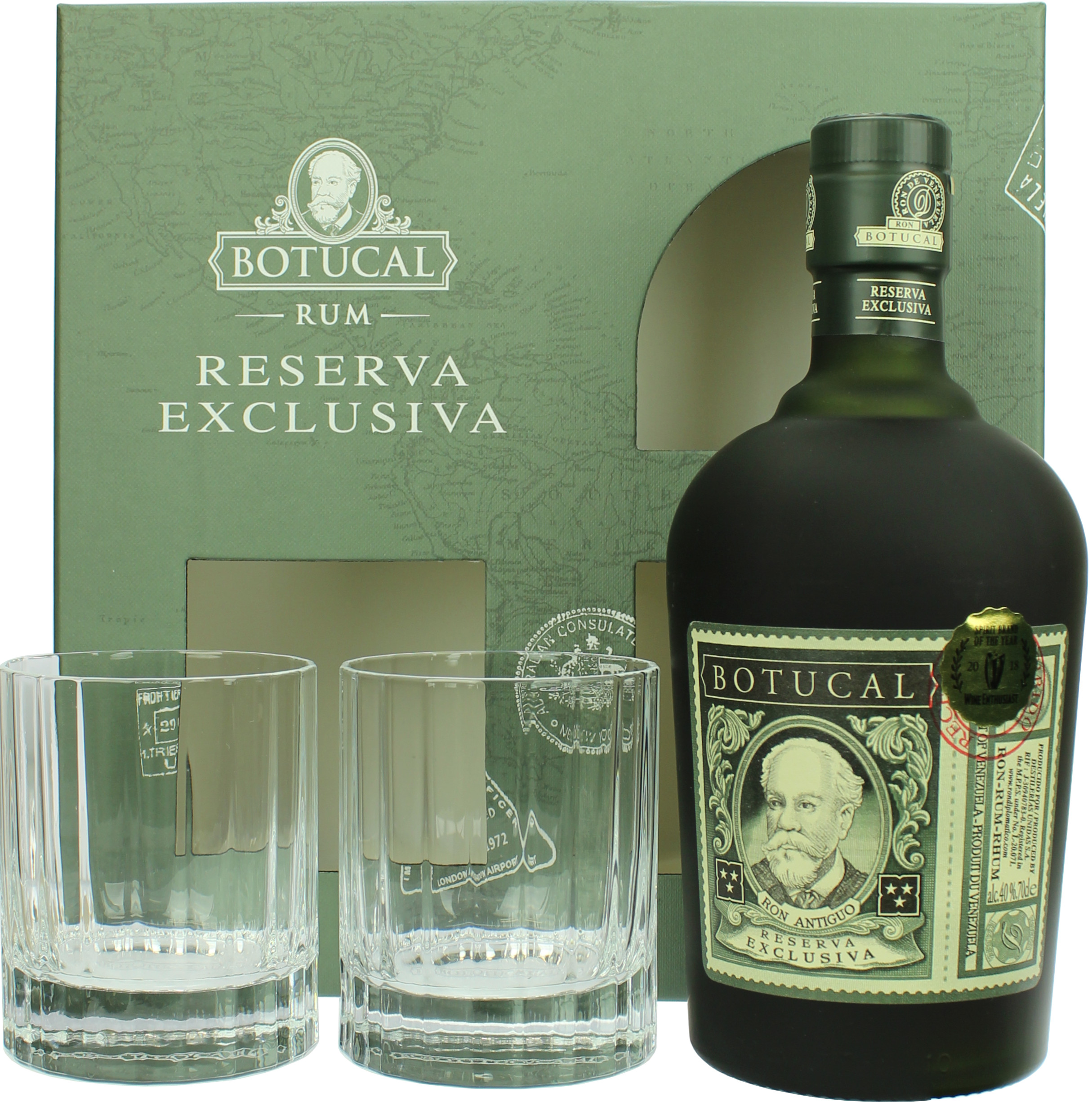 Ron Botucal Reserva Exclusiva mit zwei Gläsern 40% 0,7l