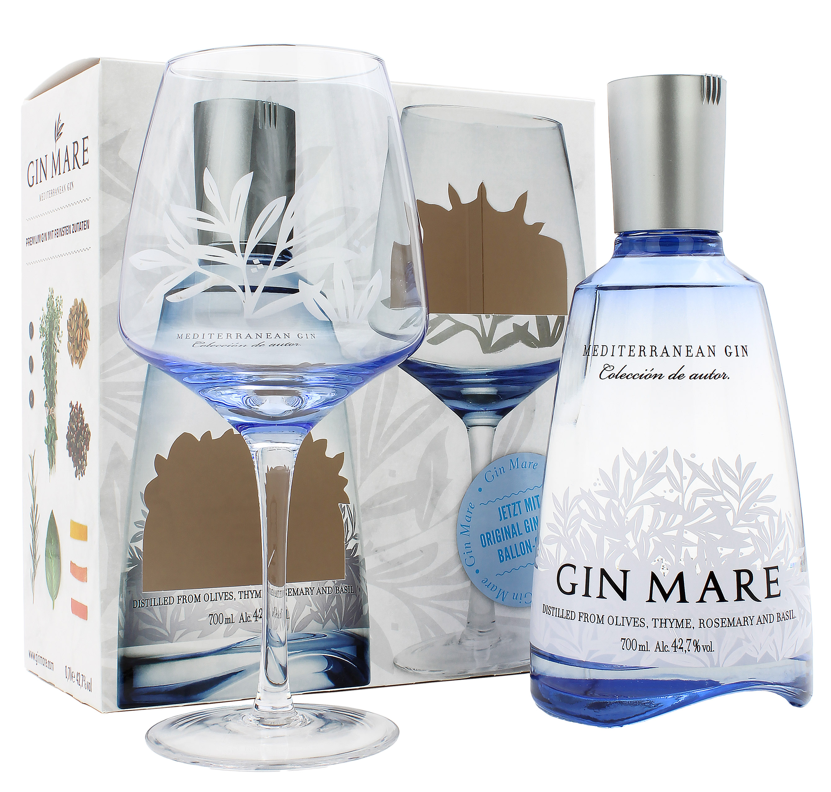Gin Mare Geschenkset mit Gin Mare Ballon-Glas 42.7% 0,7l