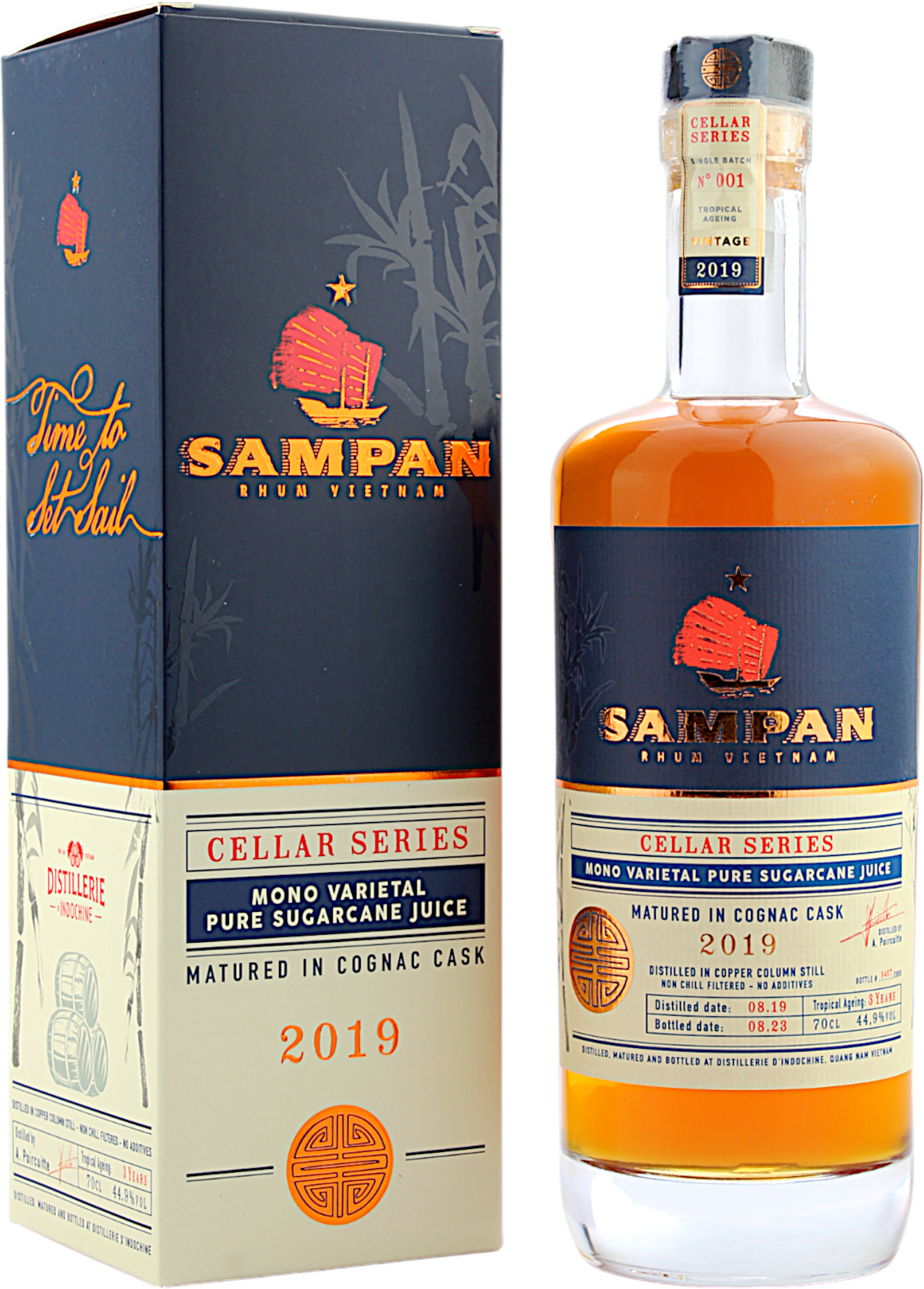 Sampan Rhum 3 Jahre Cognac Cask 2019/2023 Cellar Series 44.9% 0,7l