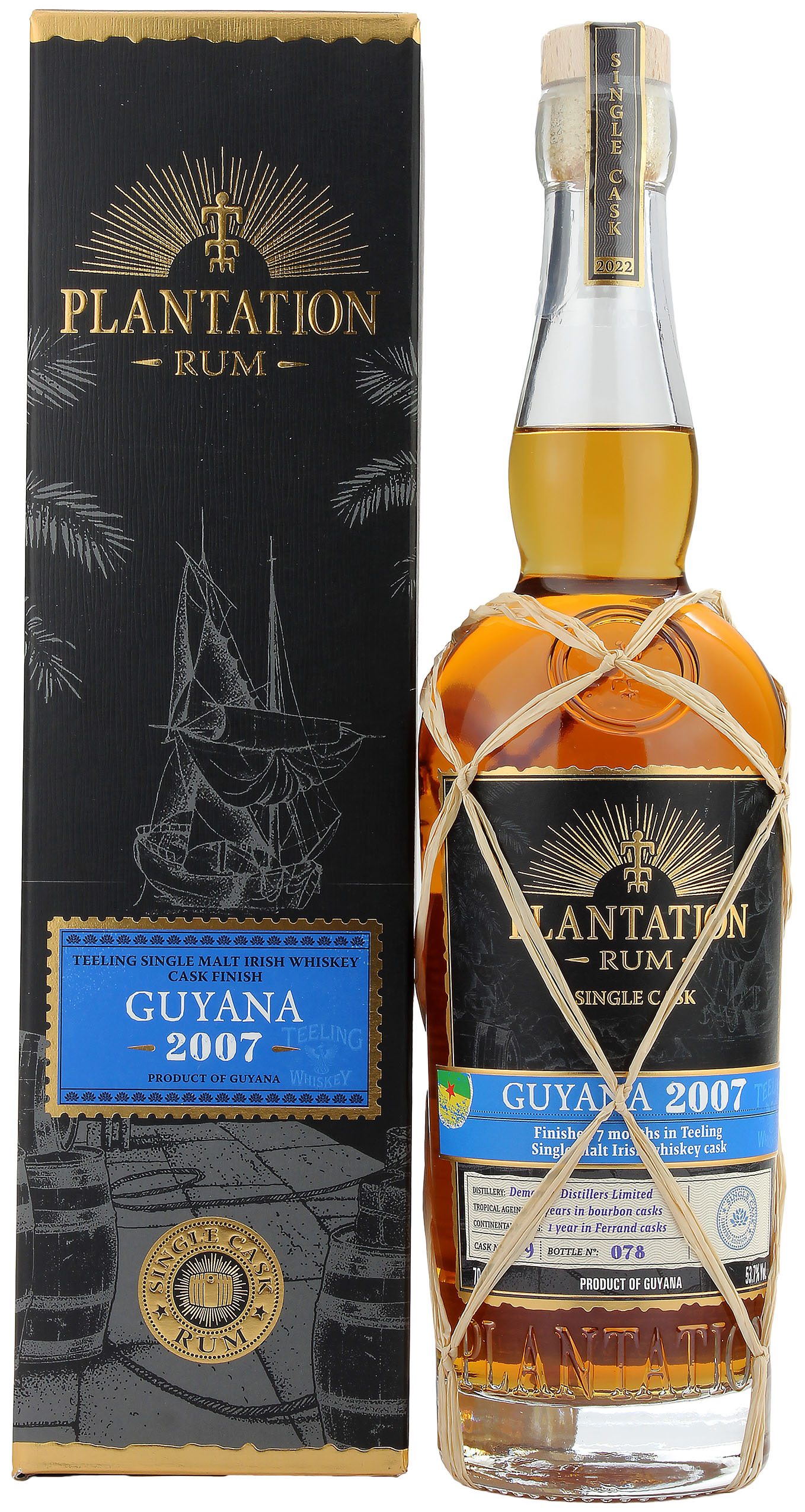 Plantation Rum Guyana 15 Jahre 2007/2022 Teeling Single Malt Single Cask Finish 53.7% 0,7l
