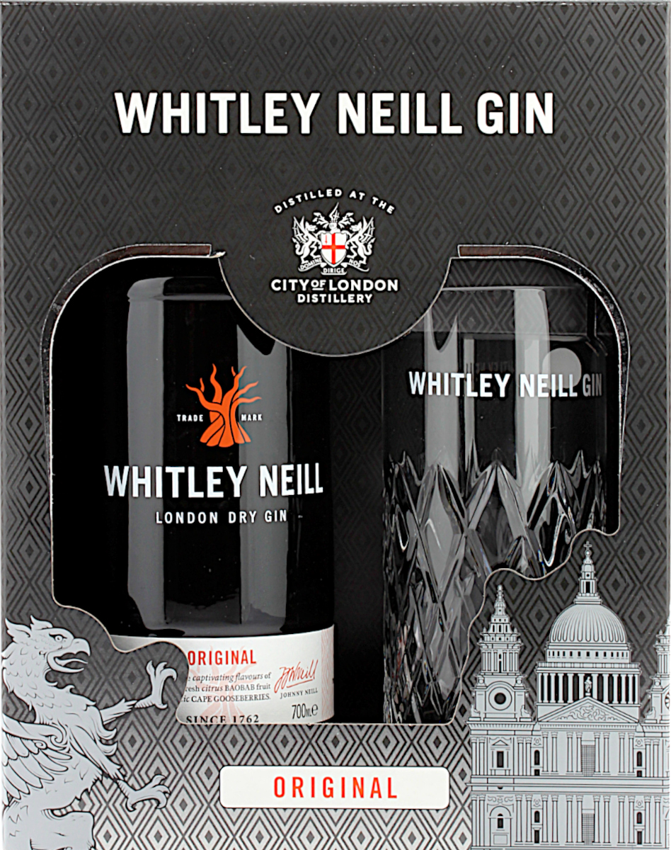 Whitley Neill Original London Dry Gin Geschenkset mit einem Glas 43.0% 0,7l