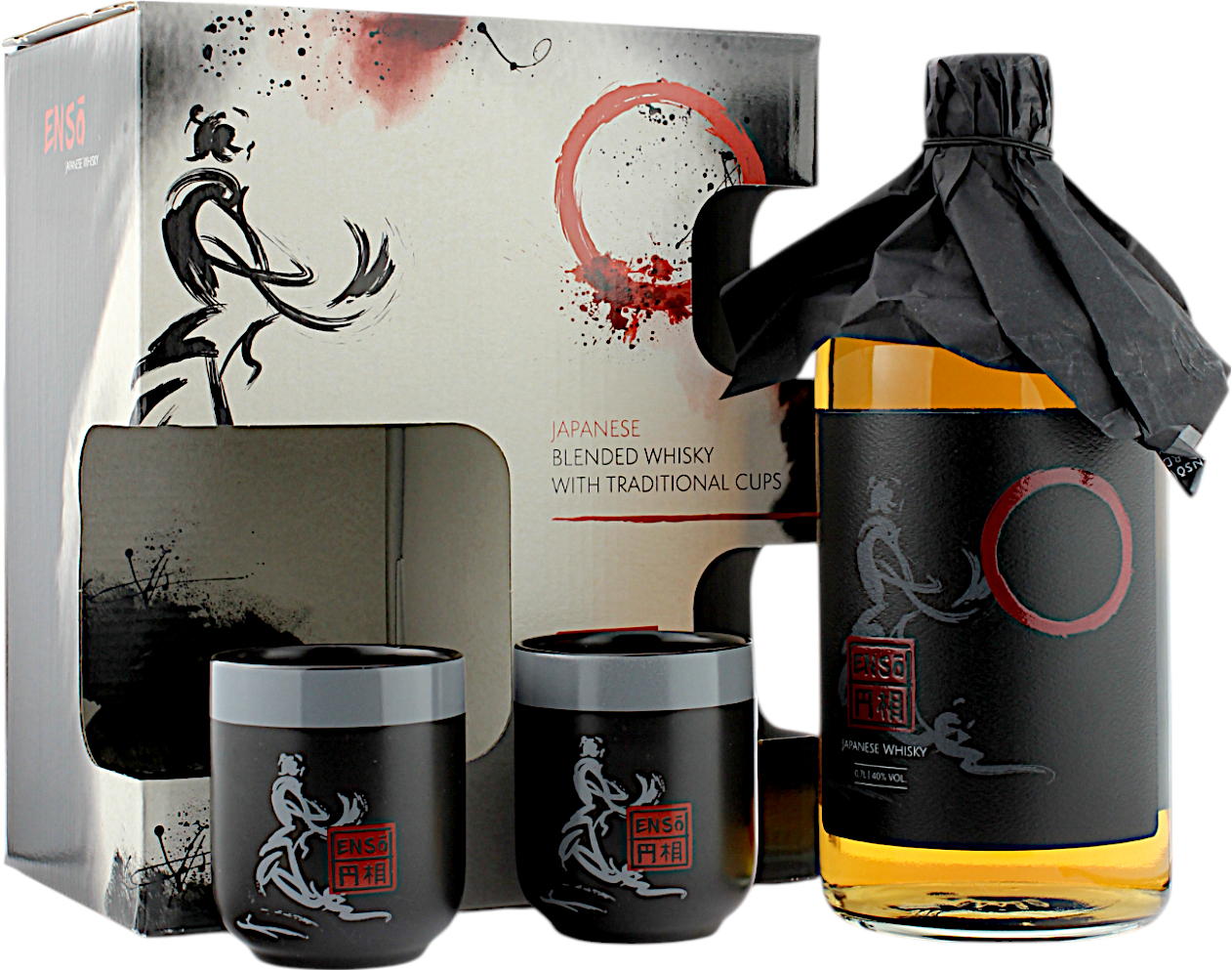 Enso Blended Japanese Whisky Geschenkpackung mit 2 Sake Becher 40.0% 0,7l