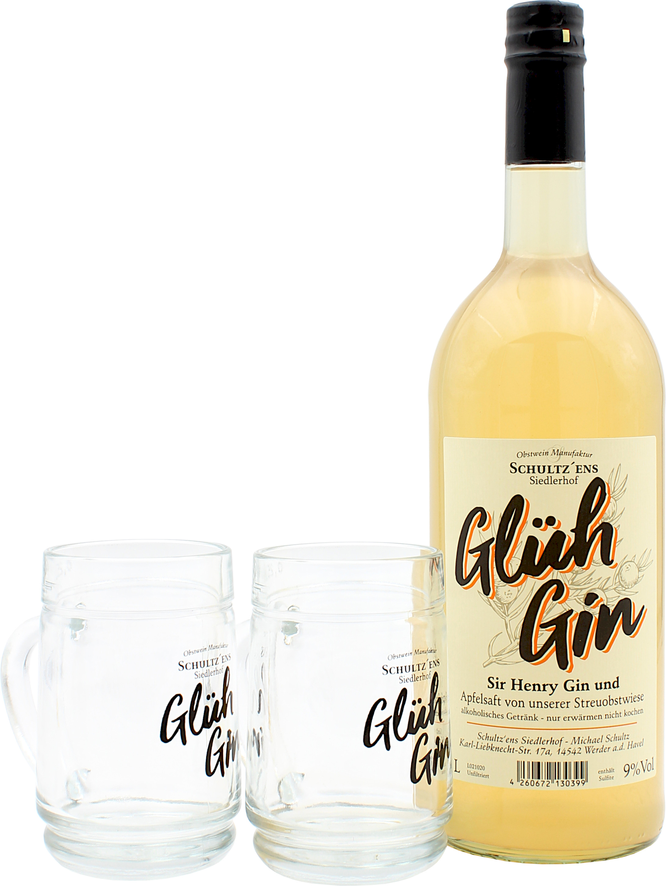 Sir Henry Glüh Gin mit 2 Gläsern 9.0% 1 Liter