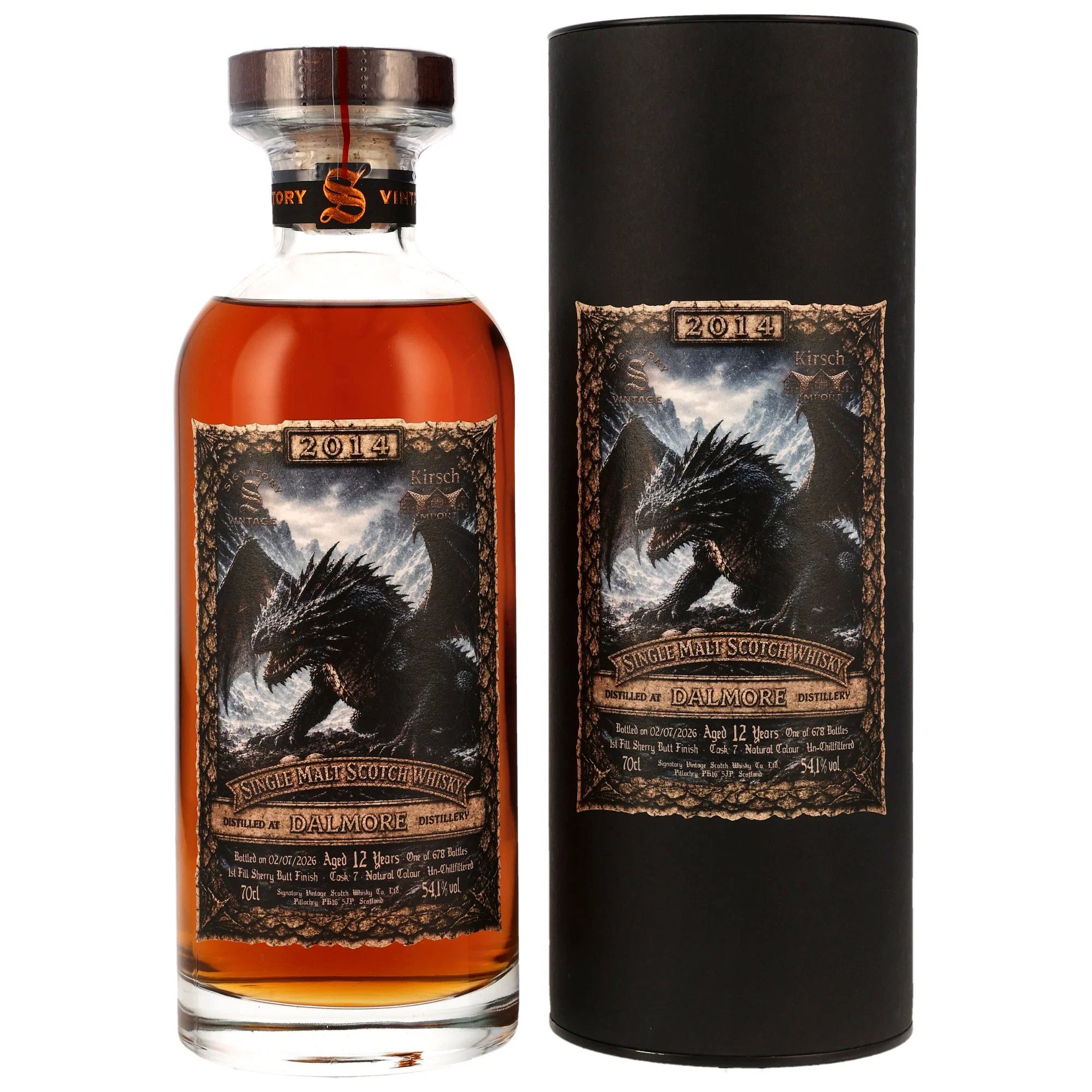 Dalmore 12 Jahre 2014/2026 1st Fill Sherry Butt Finish #7 Signatory KIRSCH DRAGON 54.1% 0,7l