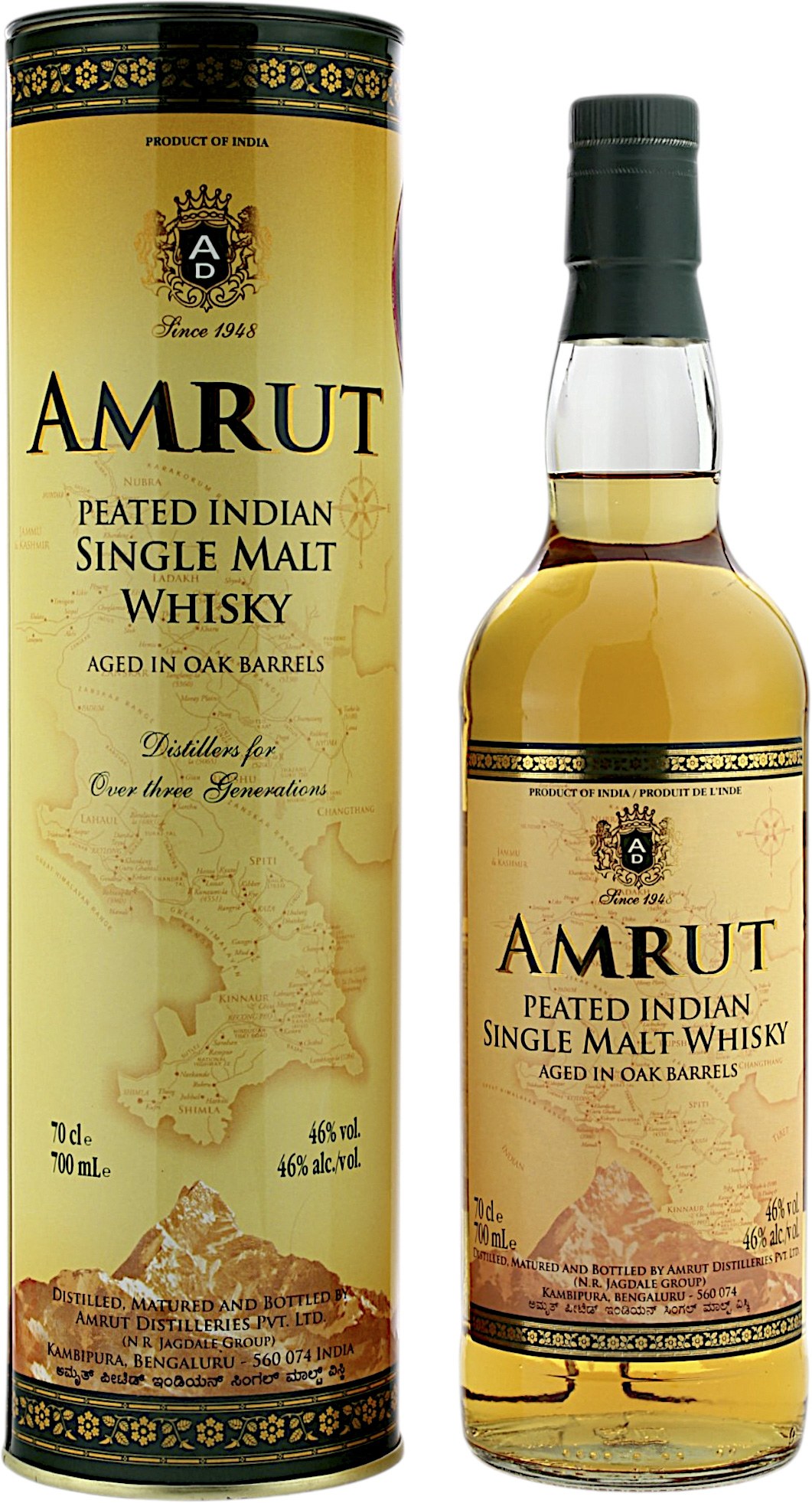 Amrut Peated Single Malt (Indien) altes Design 46.0% 0,7l