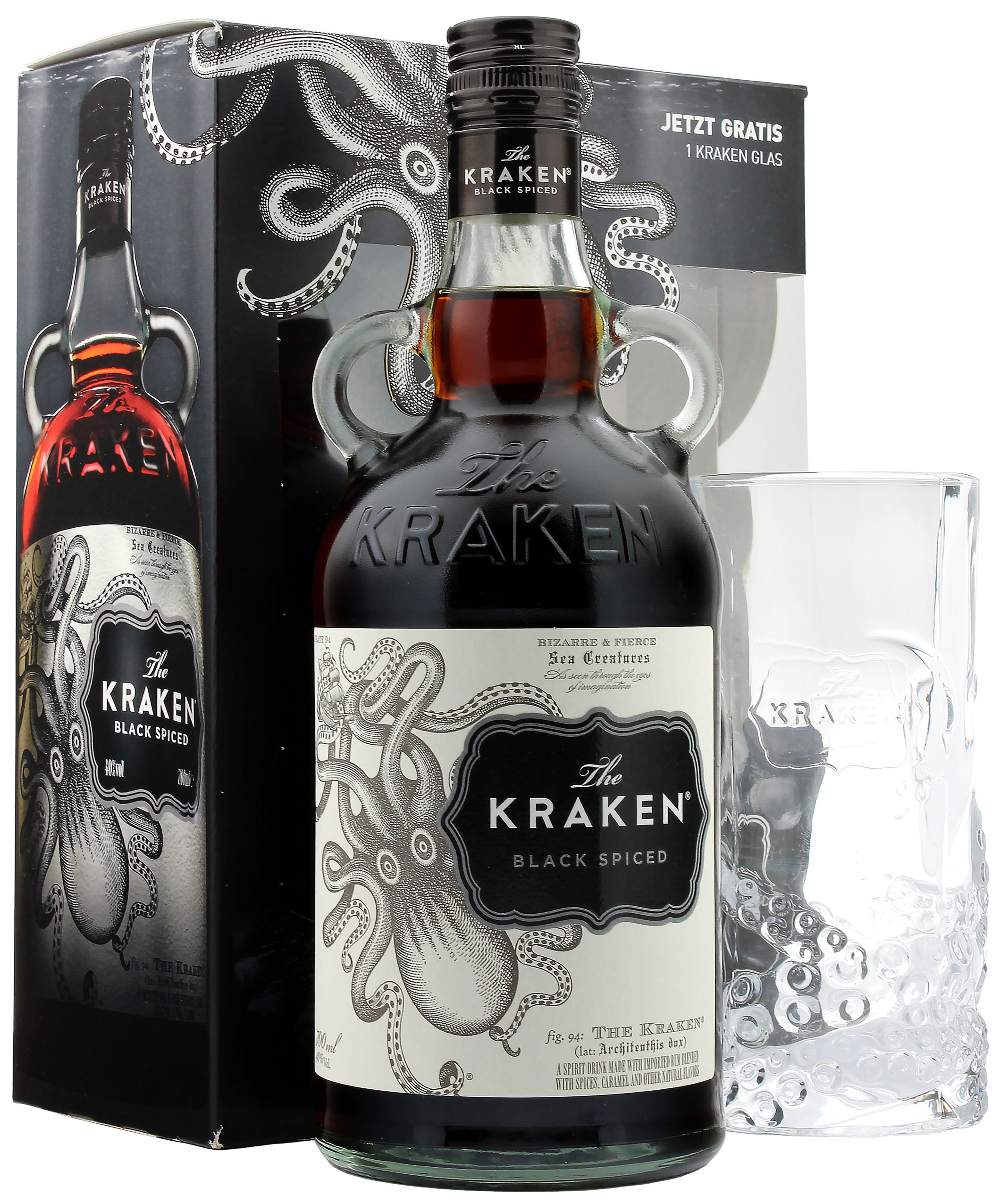 Kraken Black Spiced Rum Geschenkset mit Longdrinkglas 40.0% 0,7l