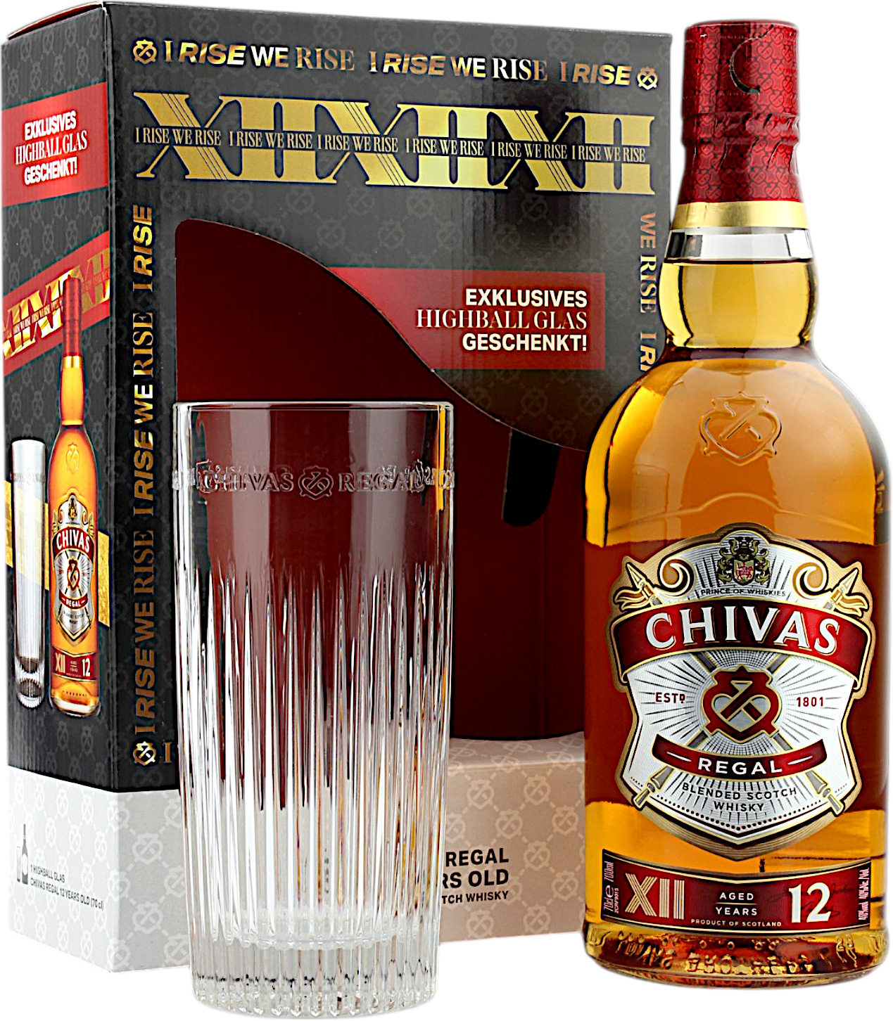 Chivas Regal 12 Jahre Geschenkset mit Highball Glas 40.0% 0,7l