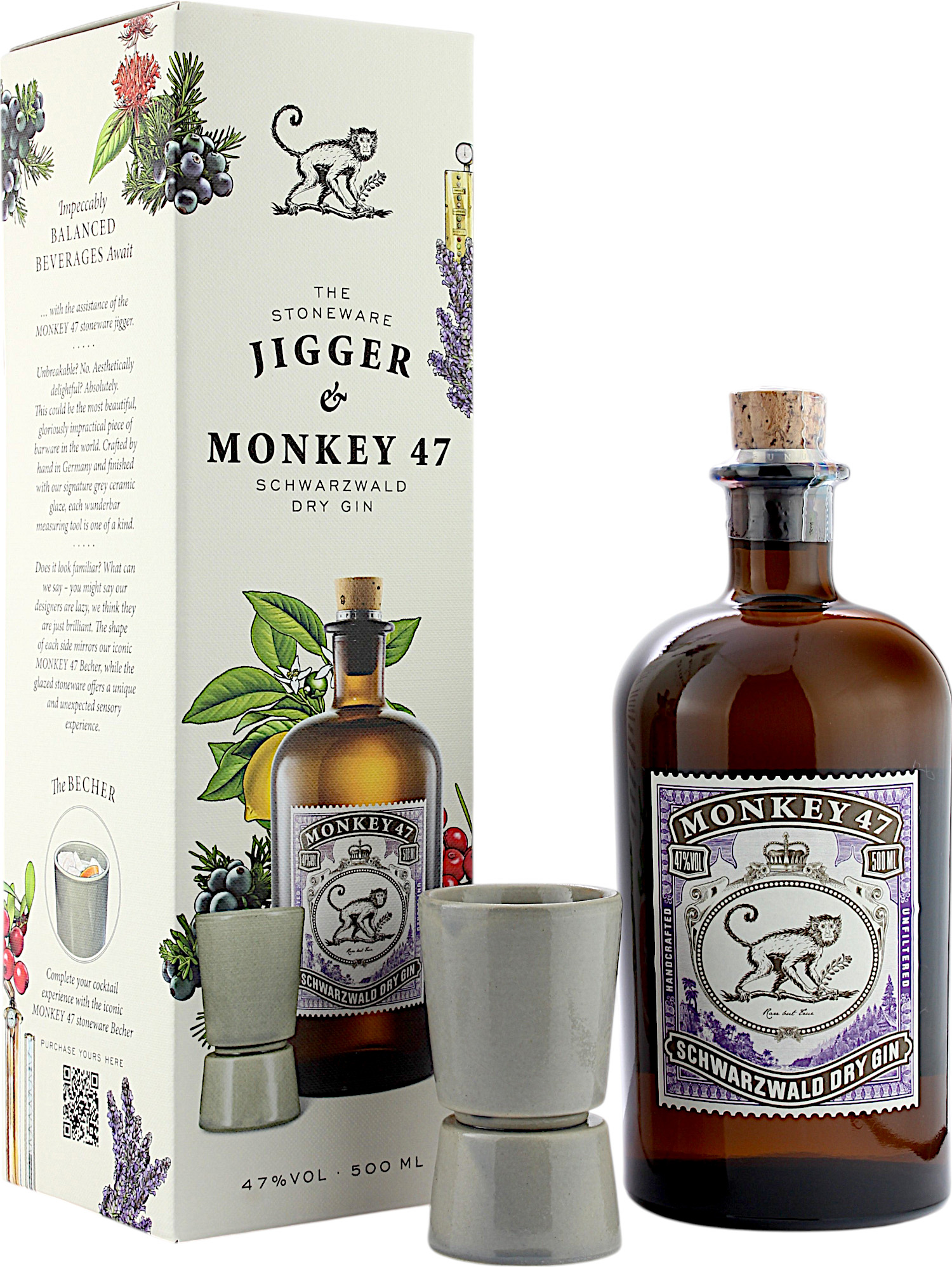 Monkey 47 Schwarzwald Dry Gin Geschenkset mit Jigger 47.0% 0,5l