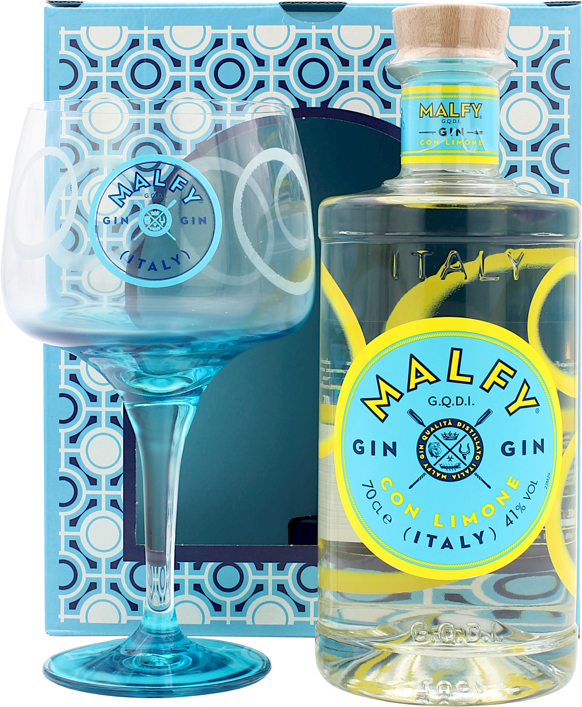 Malfy Gin Con Limone Geschenkset mit Glas 41.0% 0,7l