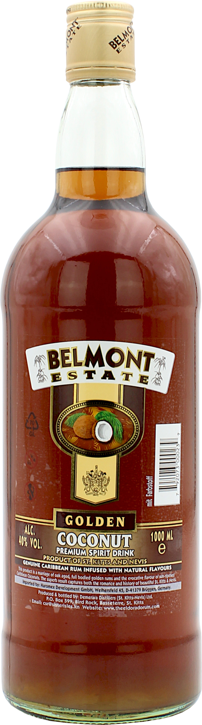 Belmont Estate Gold Coconut Rum 40.0% 1 Liter