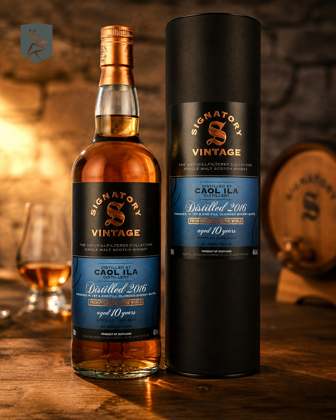 Caol Ila 10 Jahre 2016/2026 1st and 2nd Fill Oloroso Sherry Butts Finish Signatory Vintage 46.0% 0,7l – Ansicht 3