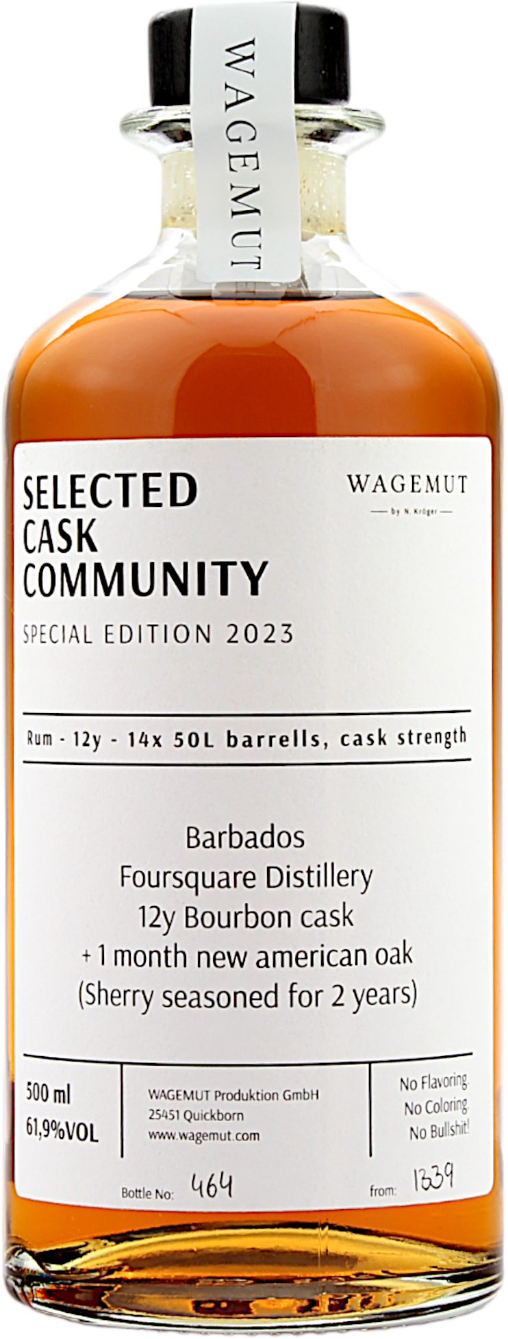 Wagemut Rum 12 Jahre Selected Cask Community Edition 2023 61.9% 0,5l