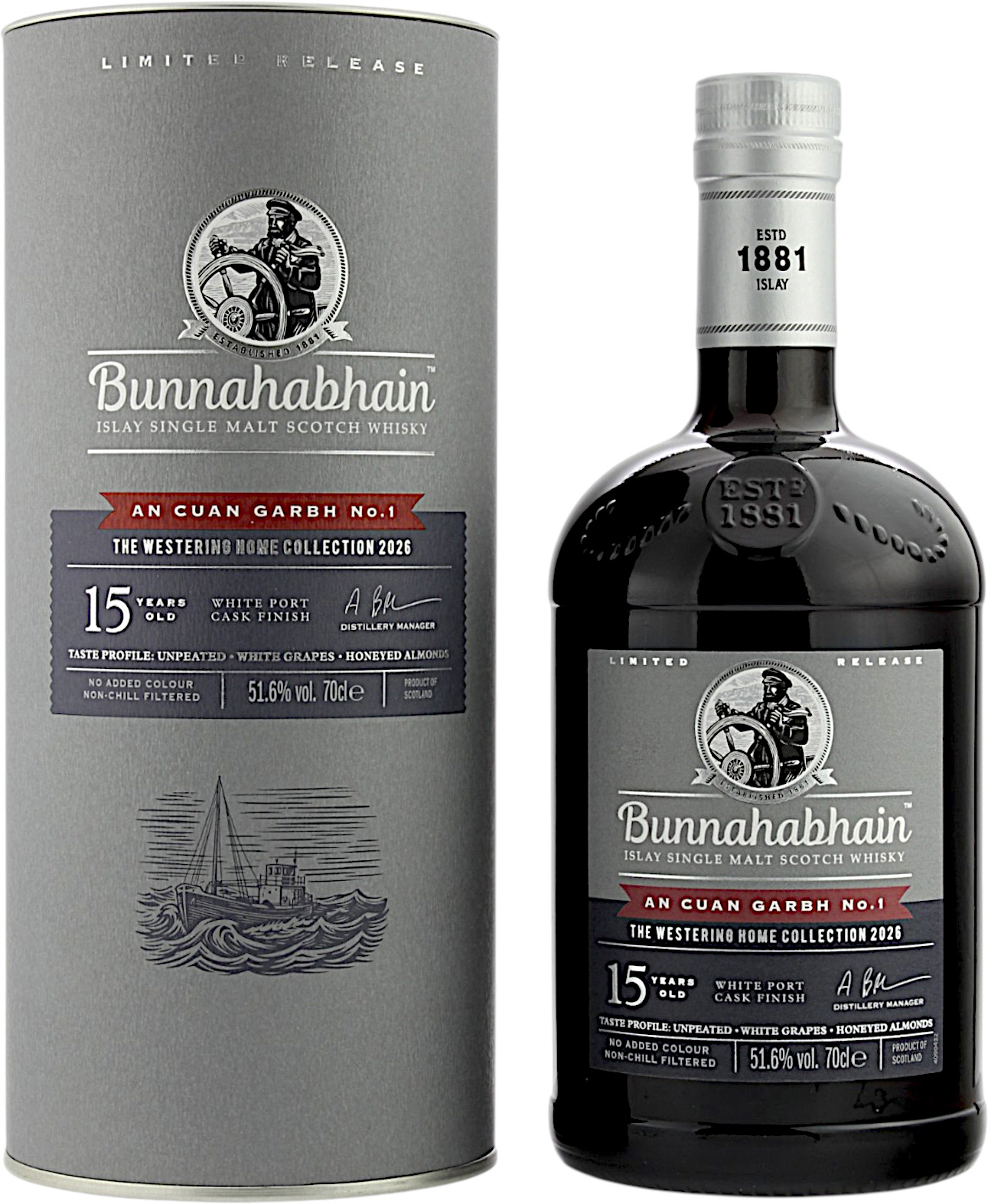 Bunnahabhain 15 Jahre An Cuan Garbh No.1 White Port Cask Finish 51.6% 0,7l