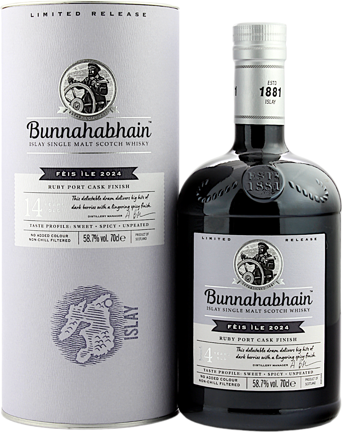 Bunnahabhain 14 Jahre Ruby Port Cask Feis Ile 2024 58.7% 0,7l