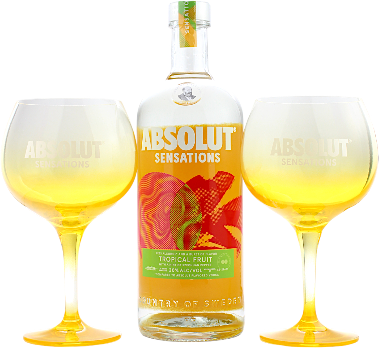 Absolut Sensations Edition Tropical Fruit Set mit 2 Gläsern 20.0% 1 Liter