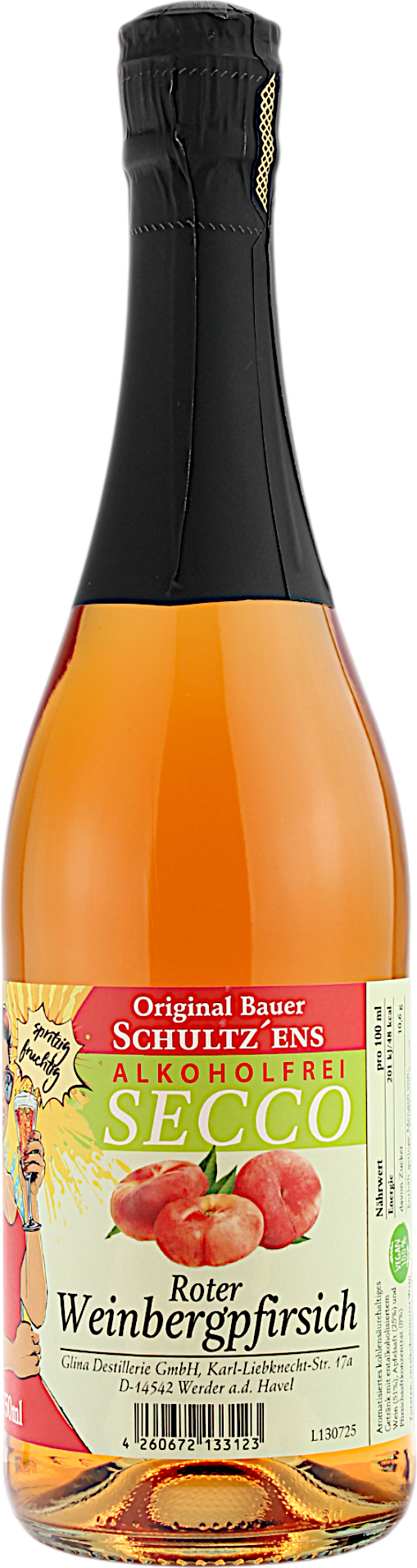 Glina Secco Alkoholfrei Roter Weinbergpfirsich 0,75l