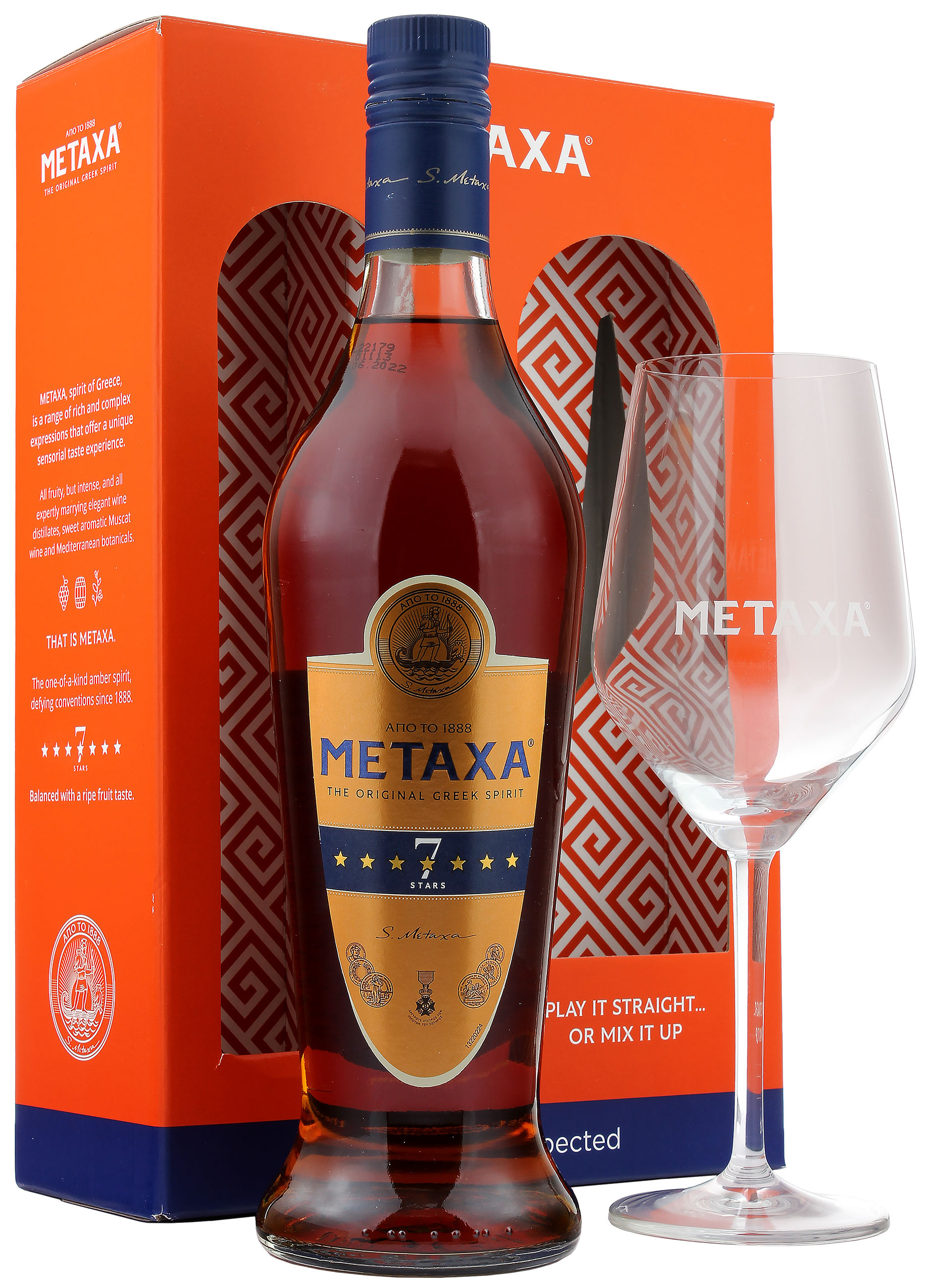 Metaxa 7 Sterne Geschenkset mit Cocktailglas 40.0% 0,7l