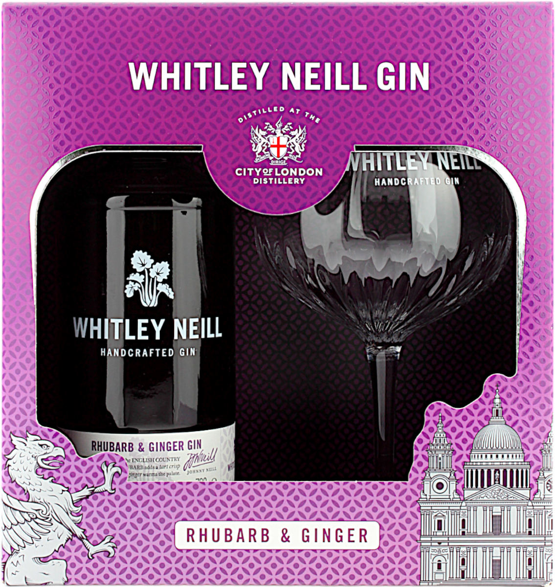 Whitley Neill Rhubarb & Ginger Gin Geschenkset mit Ballonglas 43.0% 0,7l