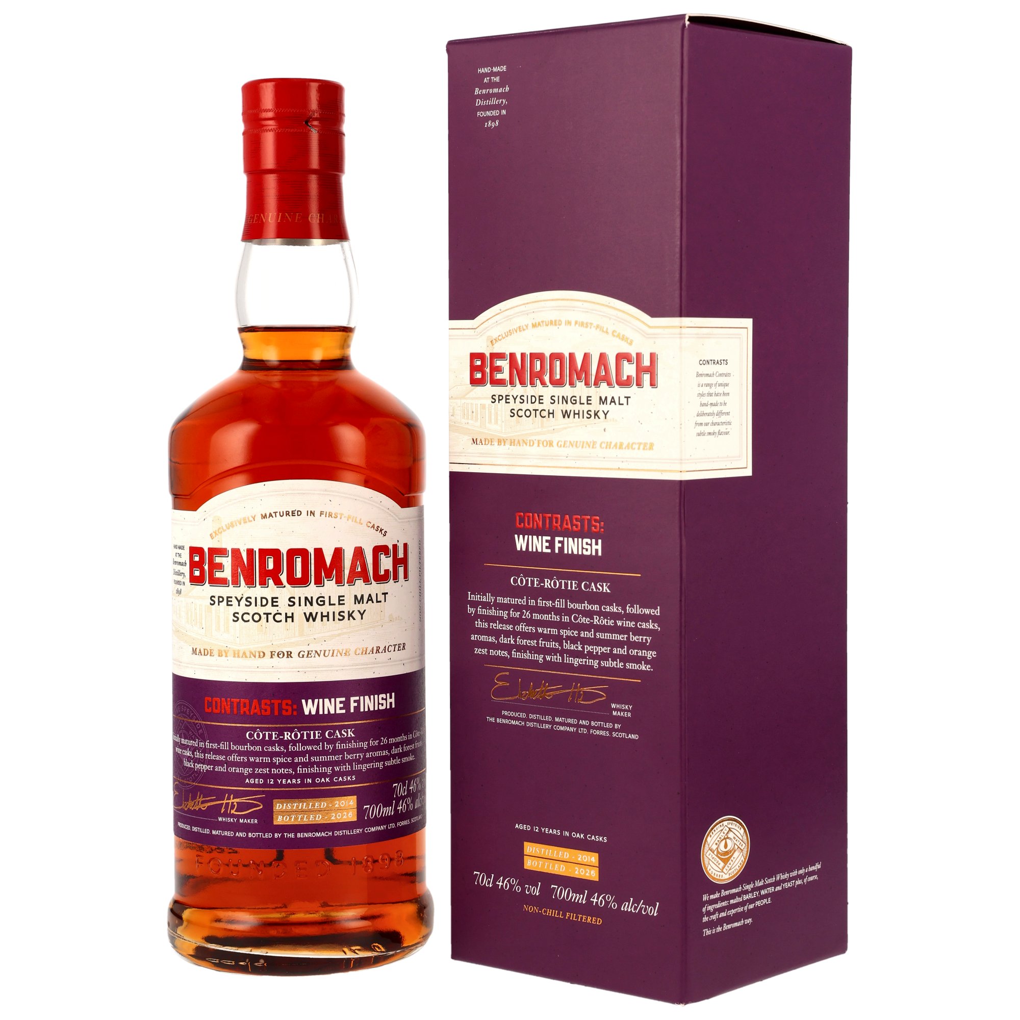 Benromach 12 Jahre 2014/2026 Contrasts Cote-Rotie Wine Cask Finish 46.0% 0,7l