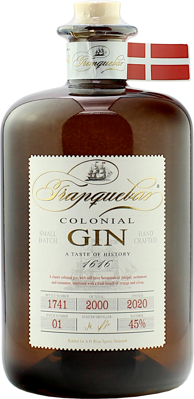 A.H. Riise Tranquebar Colonial Dry Gin 45.0% 0,7l