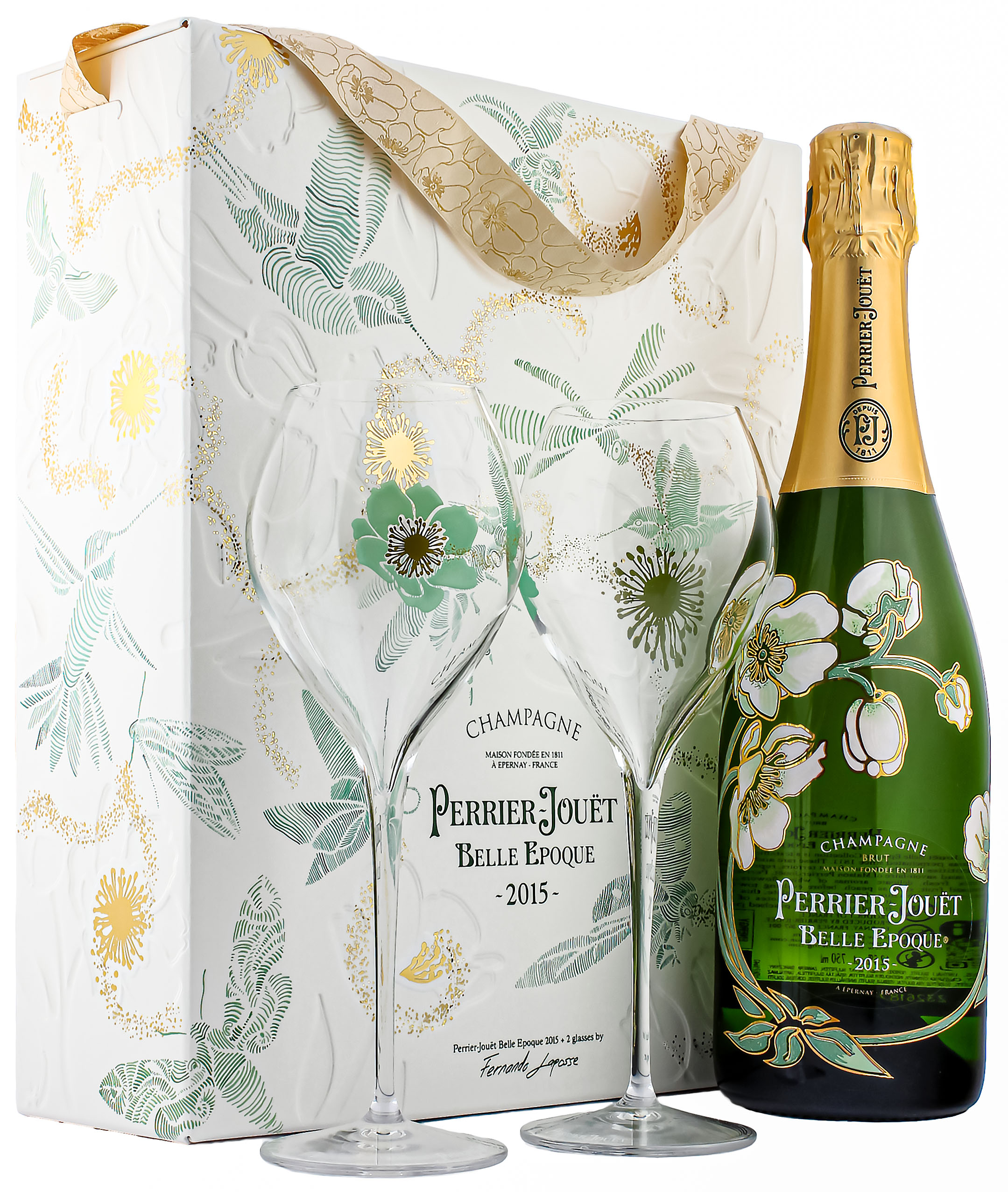 Perrier Jouët Belle Epoque 2015 Geschenkset mit 2 Gläsern 12.5% 0,75l